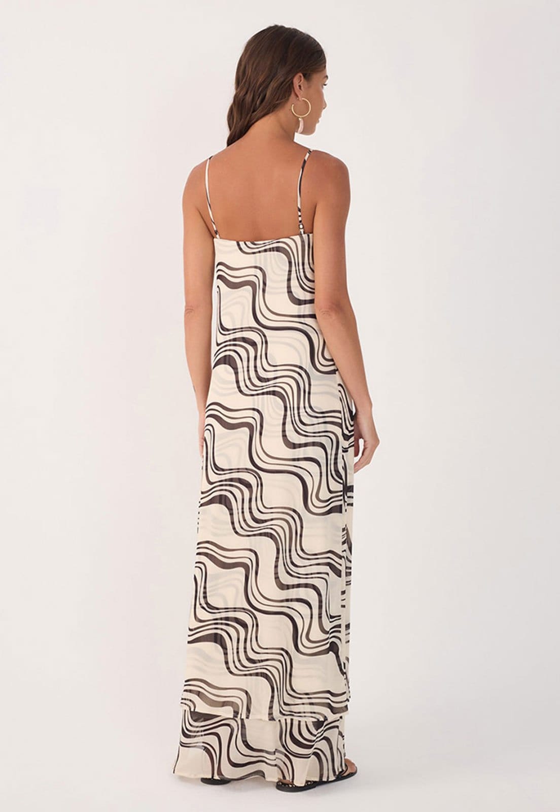 Vista 2 Vestido Tule Dress To Longo Estampado Off-White Dress to off-white white