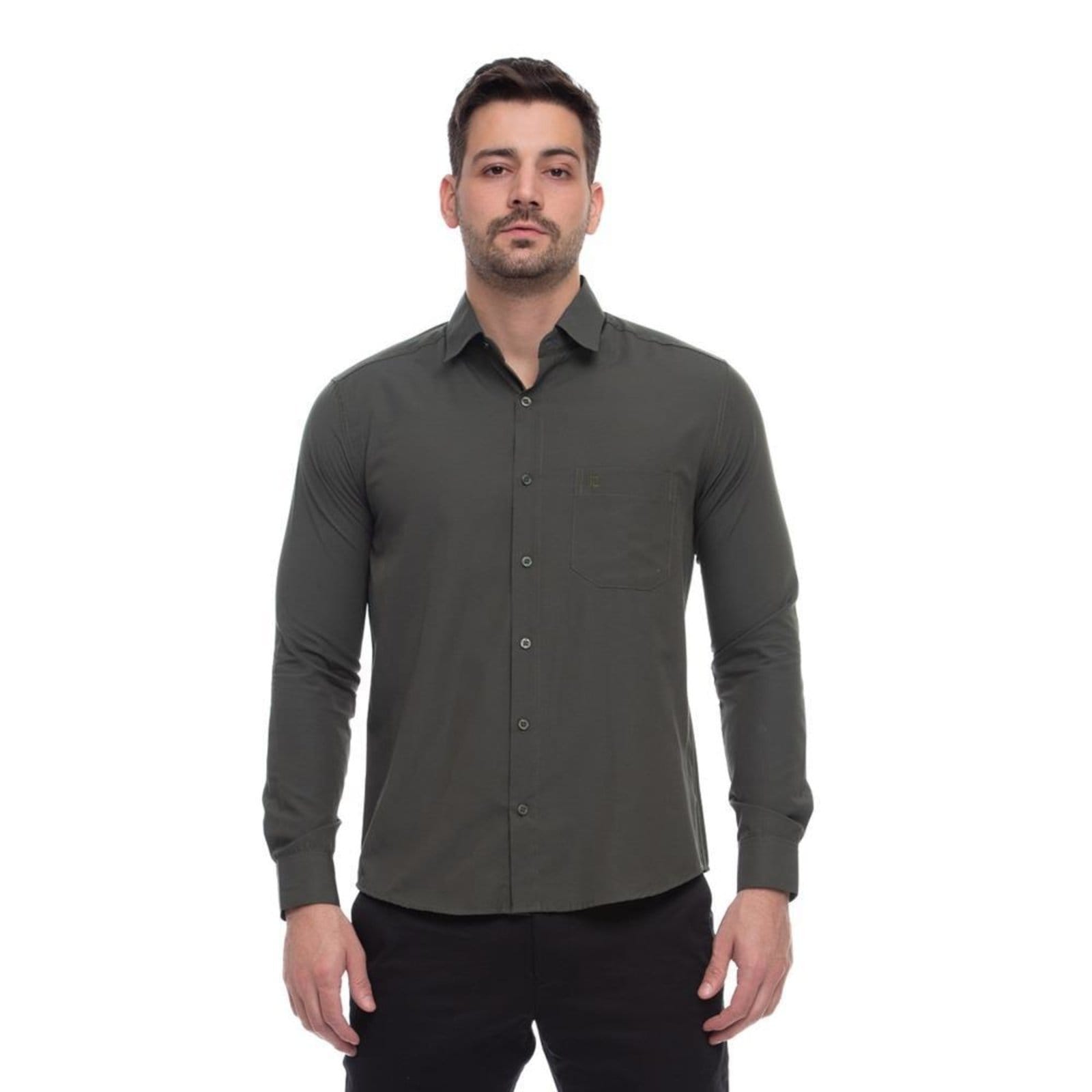 Camisa Social Masculina Manga Longa Lisa Punhos Kit 3 - 2