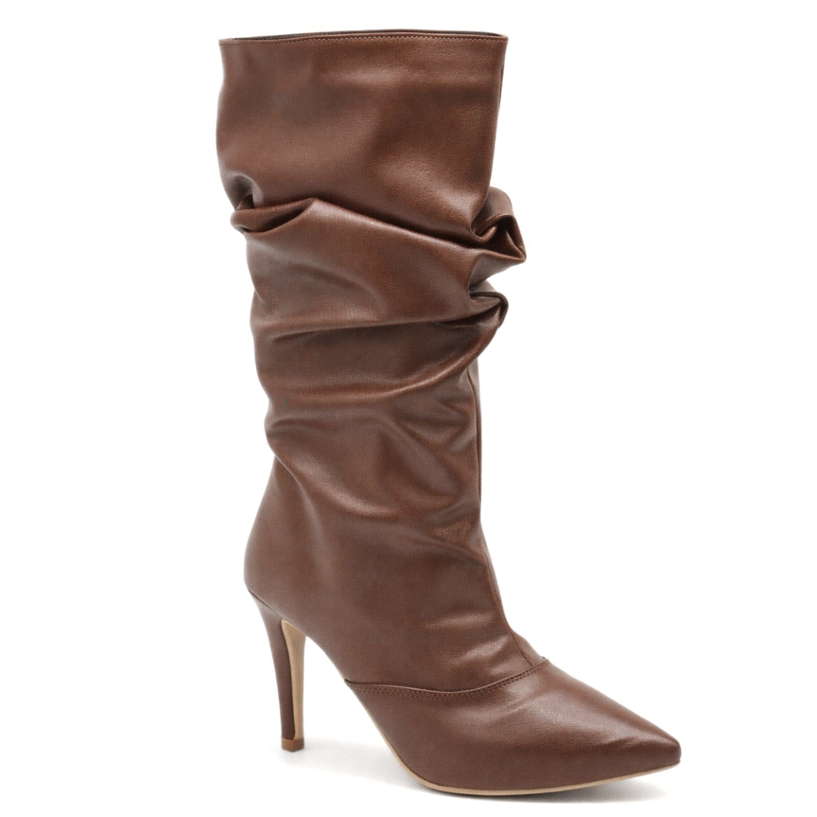 Bota Feminina Cano Longo Slouchy Salto Alto Fino Sete Sales 1714 Cacau