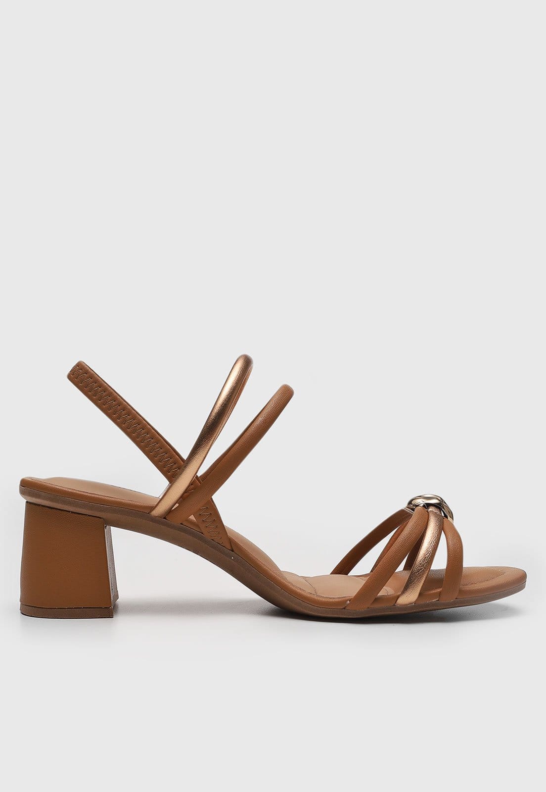 Vista 2 Sandália Feminina Dakota Salto Bloco Baixo Dakota caramelo