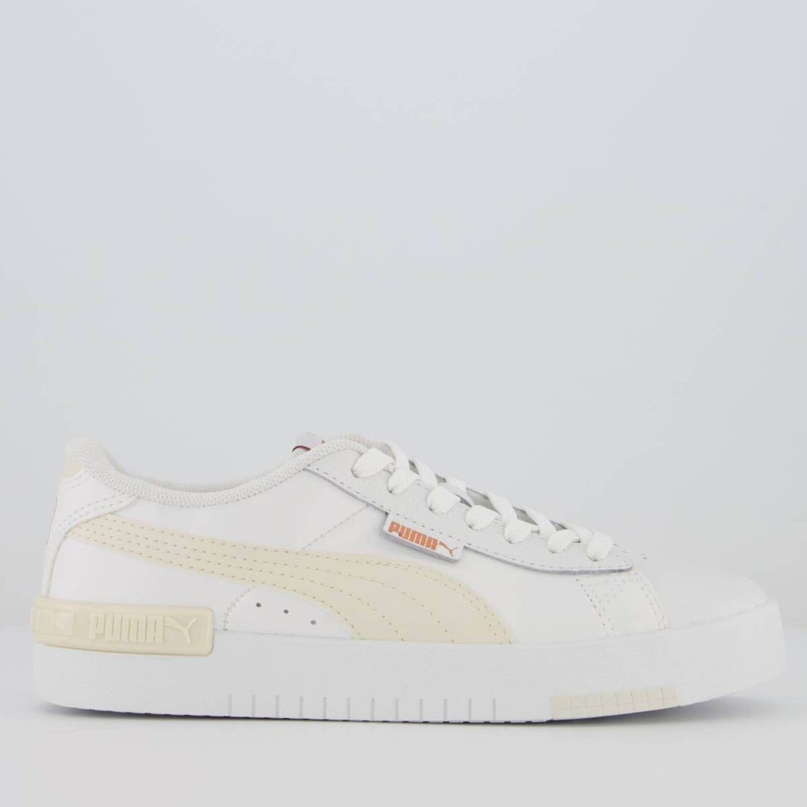 Vista principal Tênis Puma Jada BDP Feminino e Bege Puma branco