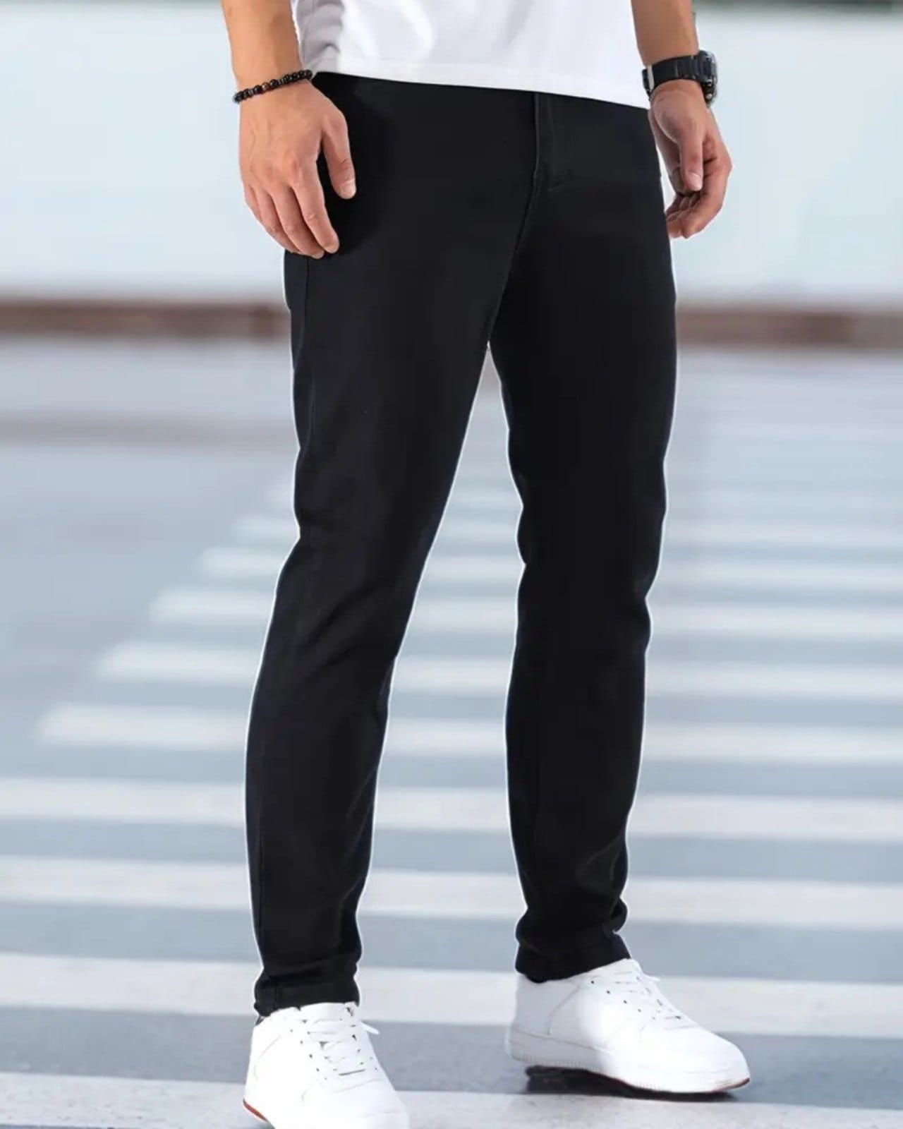 Vista 2 Calça Sarja Masculina Alpha Street Wear Confortável para o Dia a Dia Preta Alpha Street Wear preto