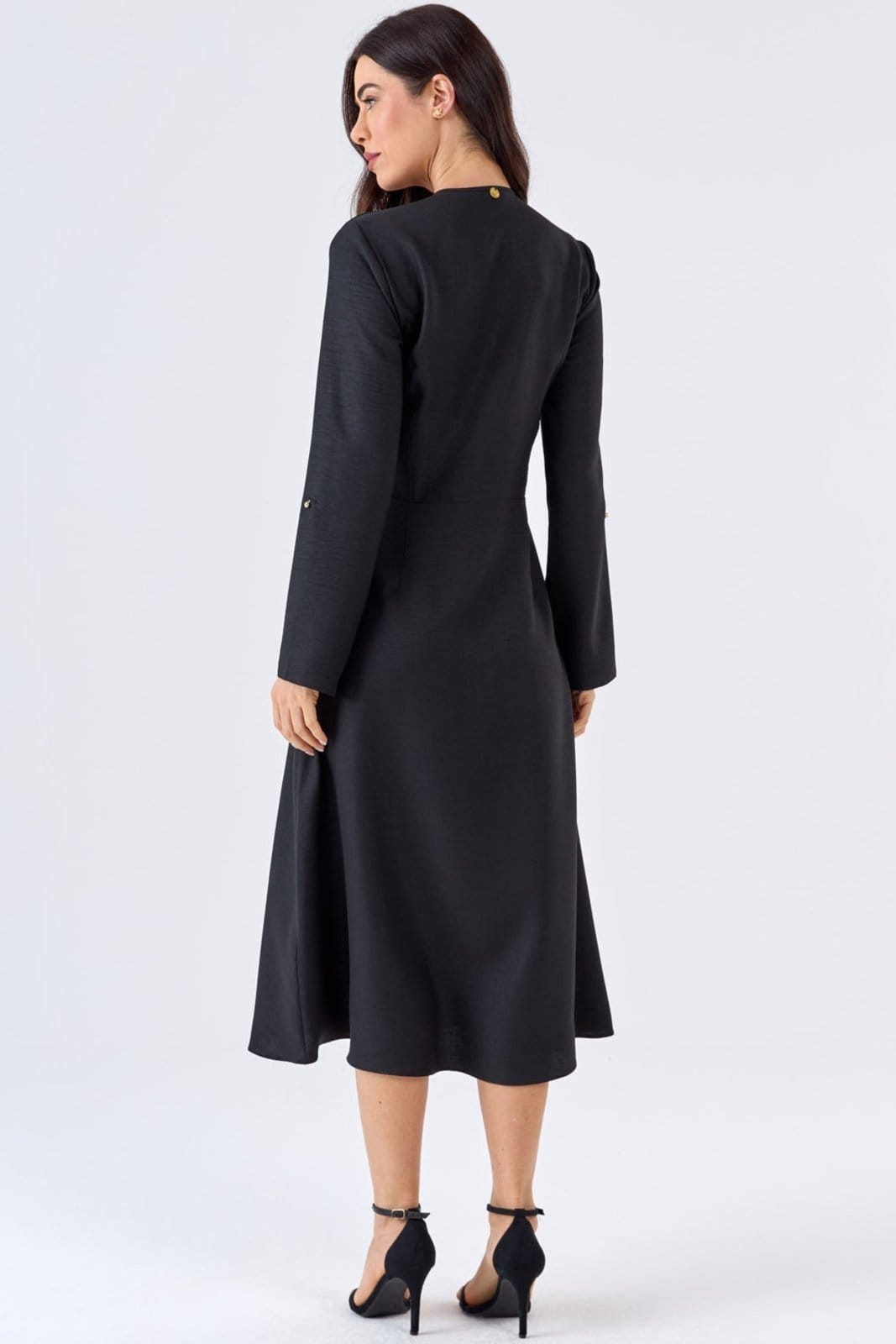 Vista principal Vestido Midi PKS Com Cinto PKS cinza