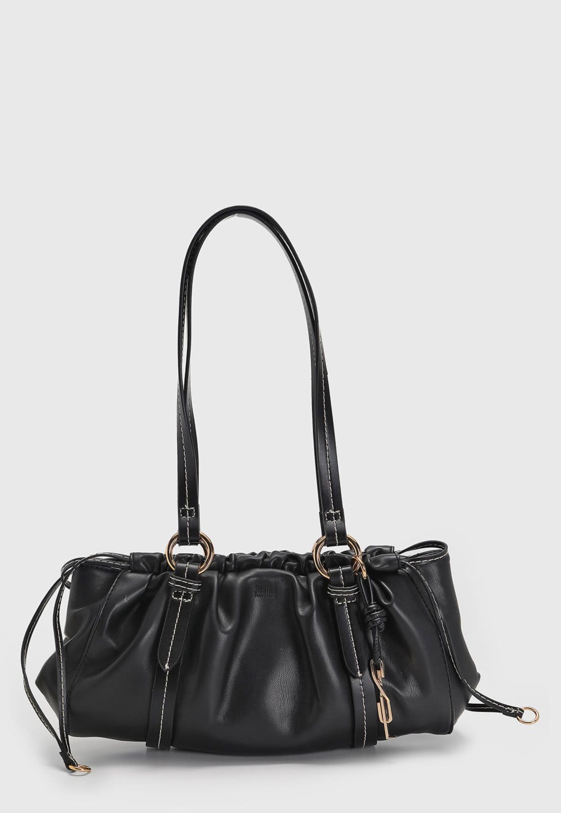 Vista 2 Bolsa Feminina Santa Lolla Grande Franzida Preta Santa Lolla preto