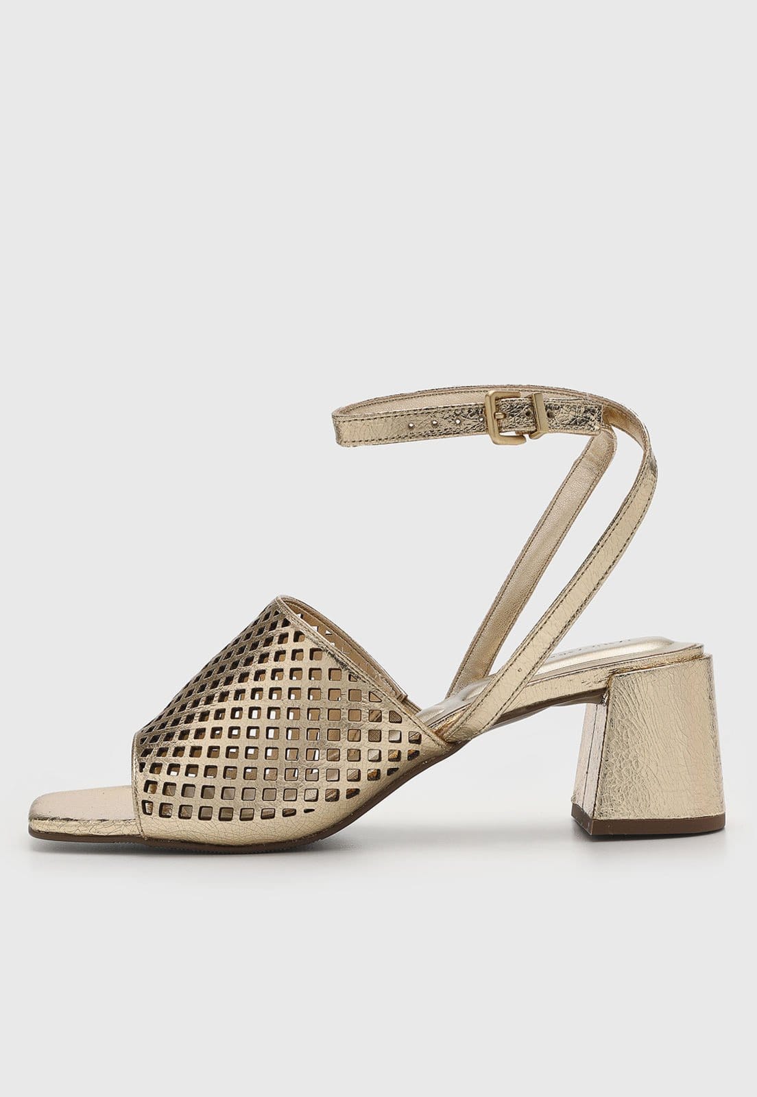 Vista principal Sandália Feminina Loucos e Santos Cabedal Vazado Dourada Loucos e Santos dourado