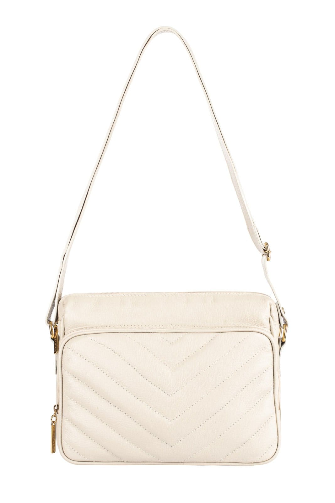 Vista principal Bolsa de couro liso tiracolo Anita - Marfim Andrea Vinci vermelho