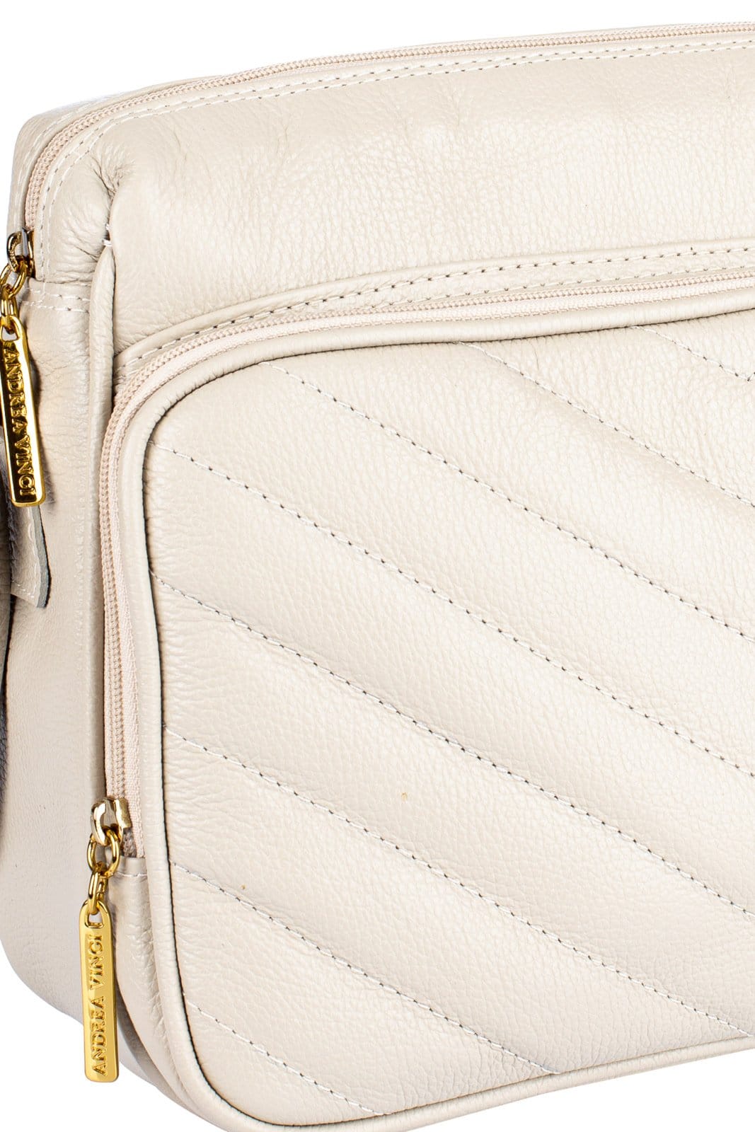 Vista 2 Bolsa de couro liso tiracolo Anita - Marfim Andrea Vinci vermelho