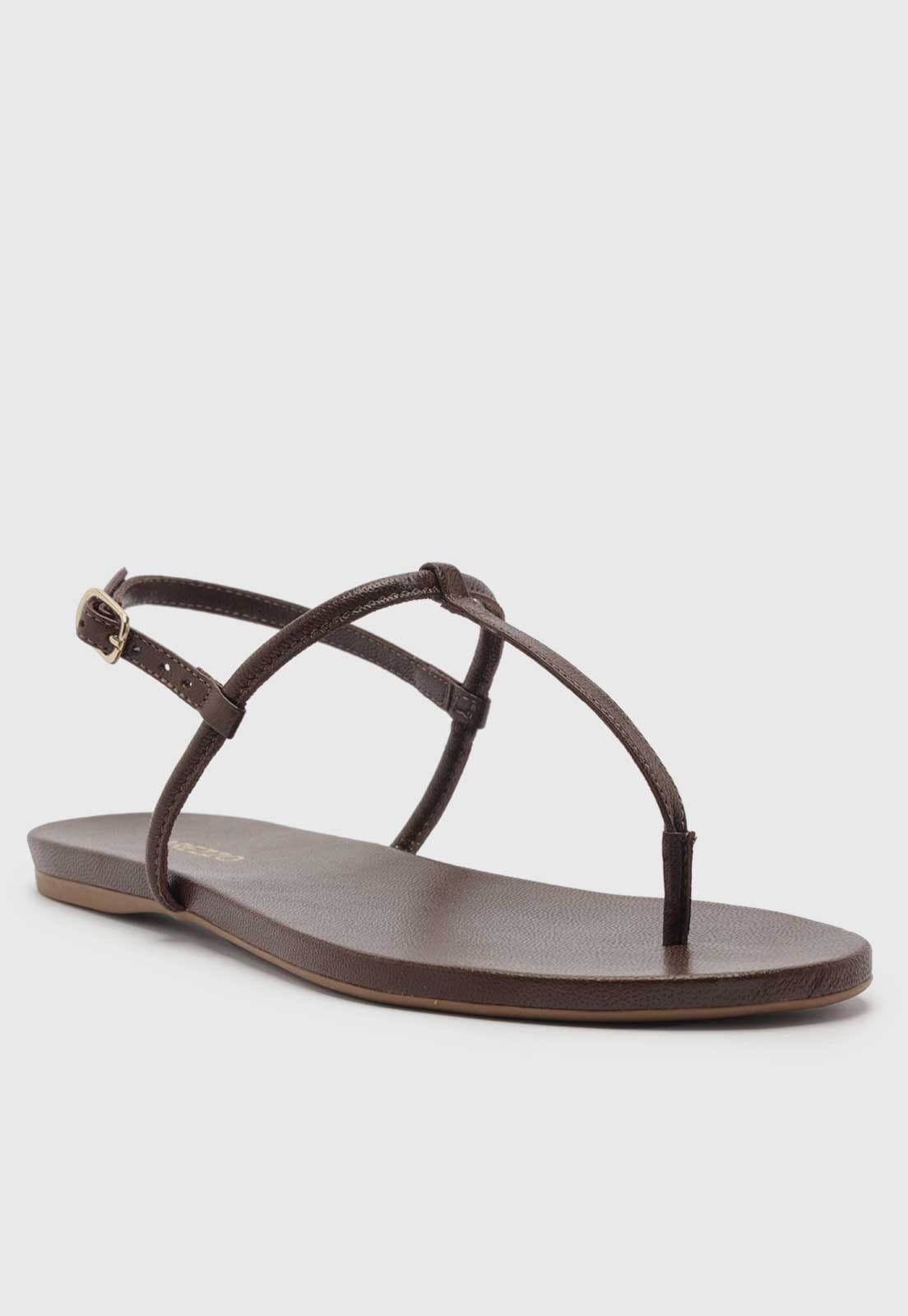 Vista 2 Rasteira Fechada Arezzo Tiras Fivela Arezzo marrom