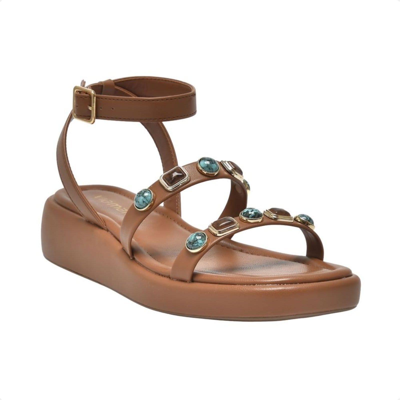 Vista 2 Sandália Flat Papete Anabela Via Marte Pedrarias VIA MARTE marrom