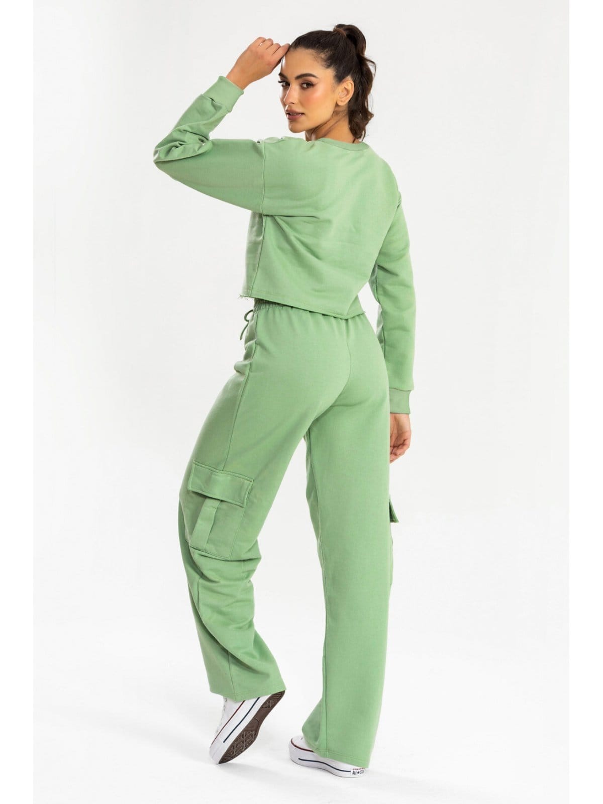 Vista 2 Conjunto Moletom Feminino Confortável Meu Jeans verde