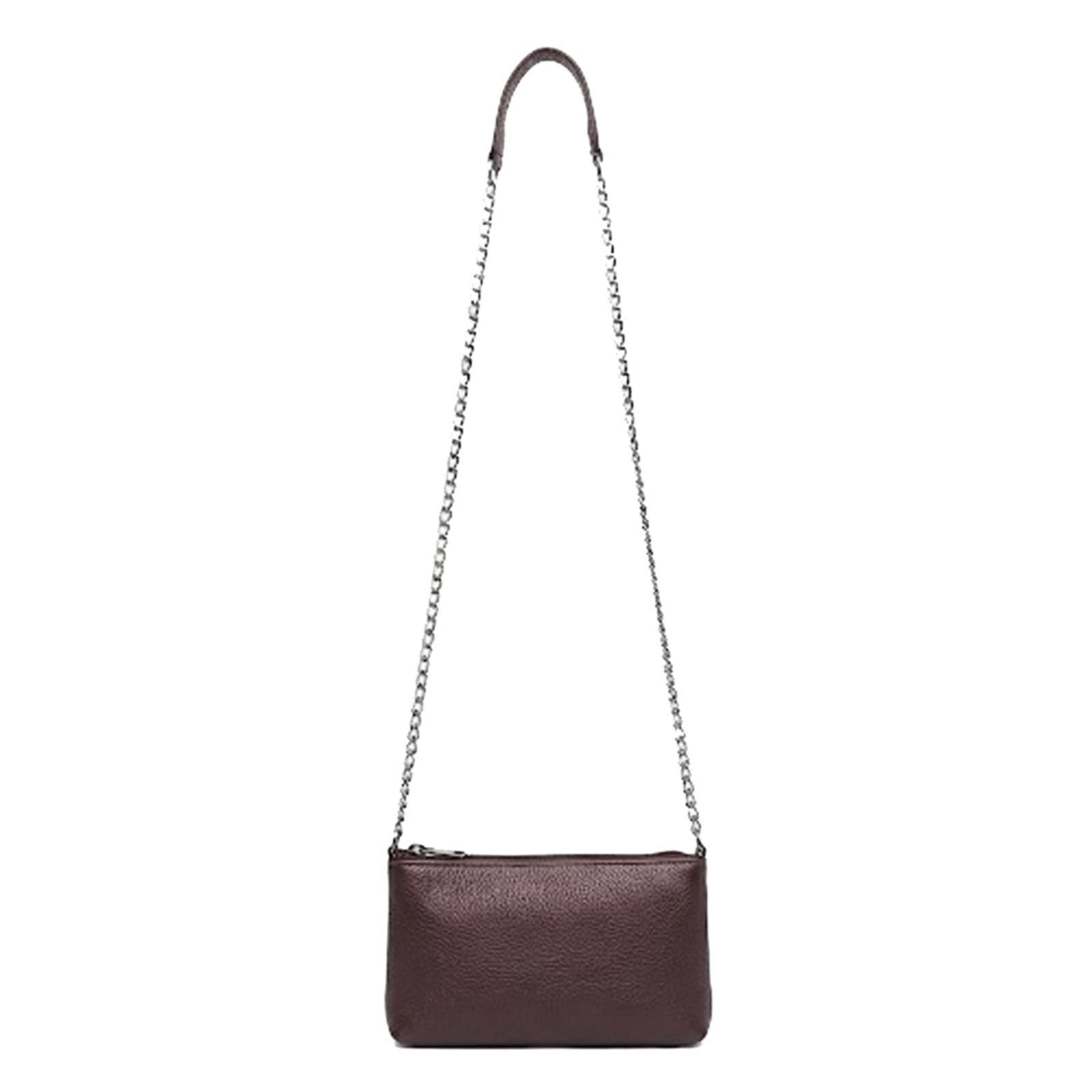 Bolsa Feminina Vittal Clutch Annelise em Couro Bordo Alça Corrente
