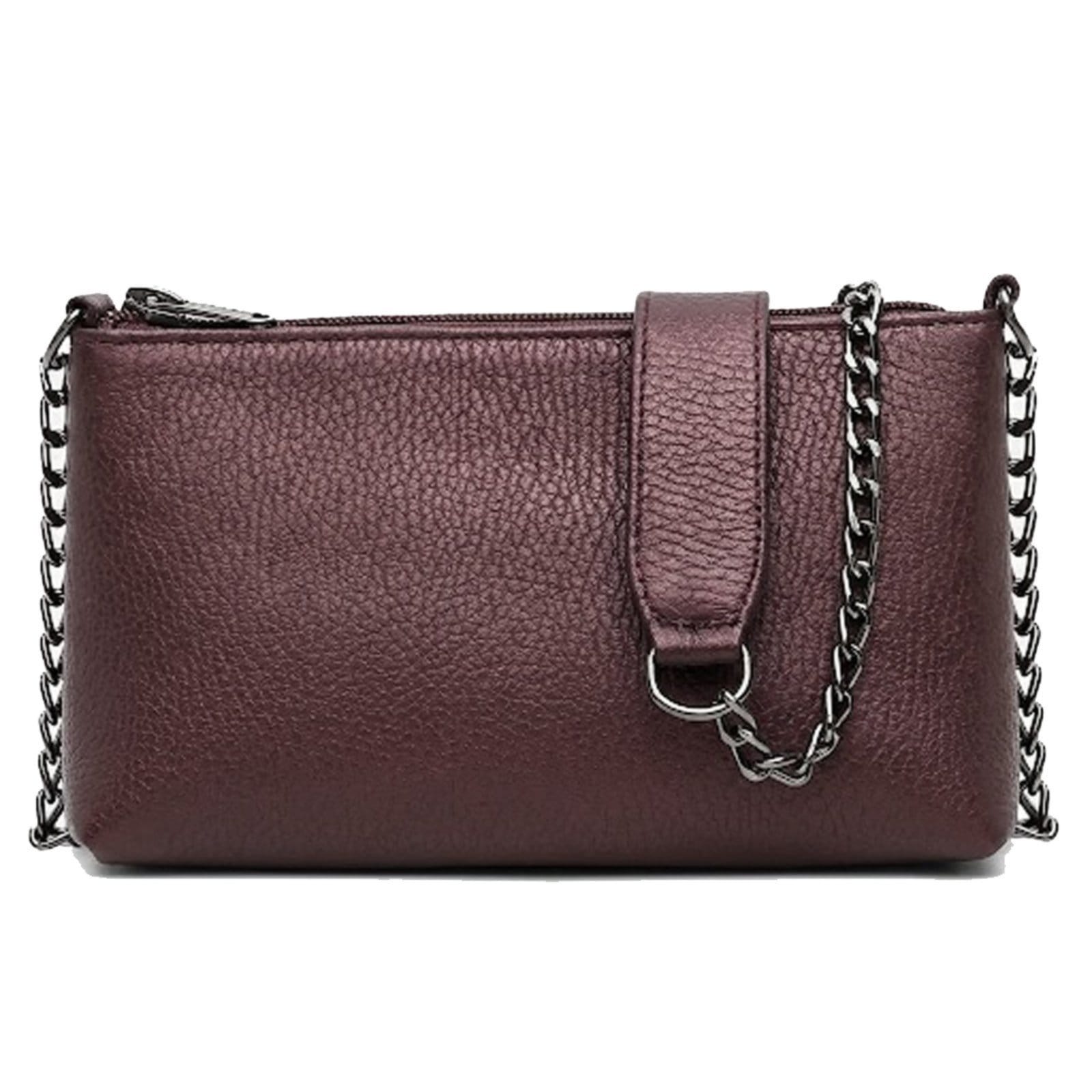 Vista 2 Bolsa Feminina Vittal Clutch Annelise em Couro Bordo Alça Corrente USE VITTAL bordô