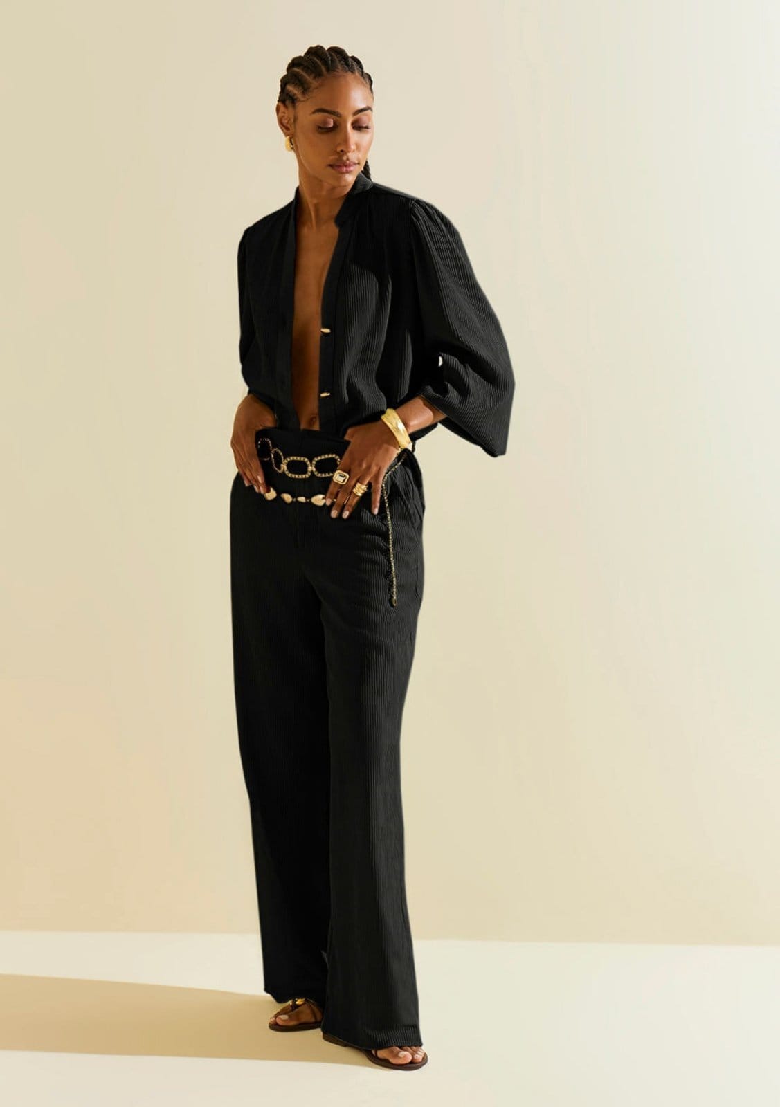 Calça Morena Rosa Wide Alta Preto