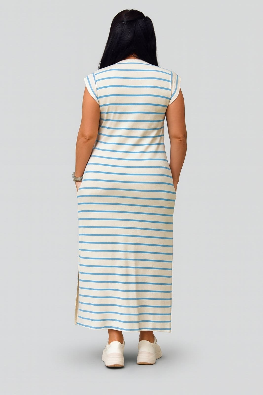 Vista 2 Vestido Longo D Bell Outlet Fashion com Listras D BELL OUTLET FASHION azul