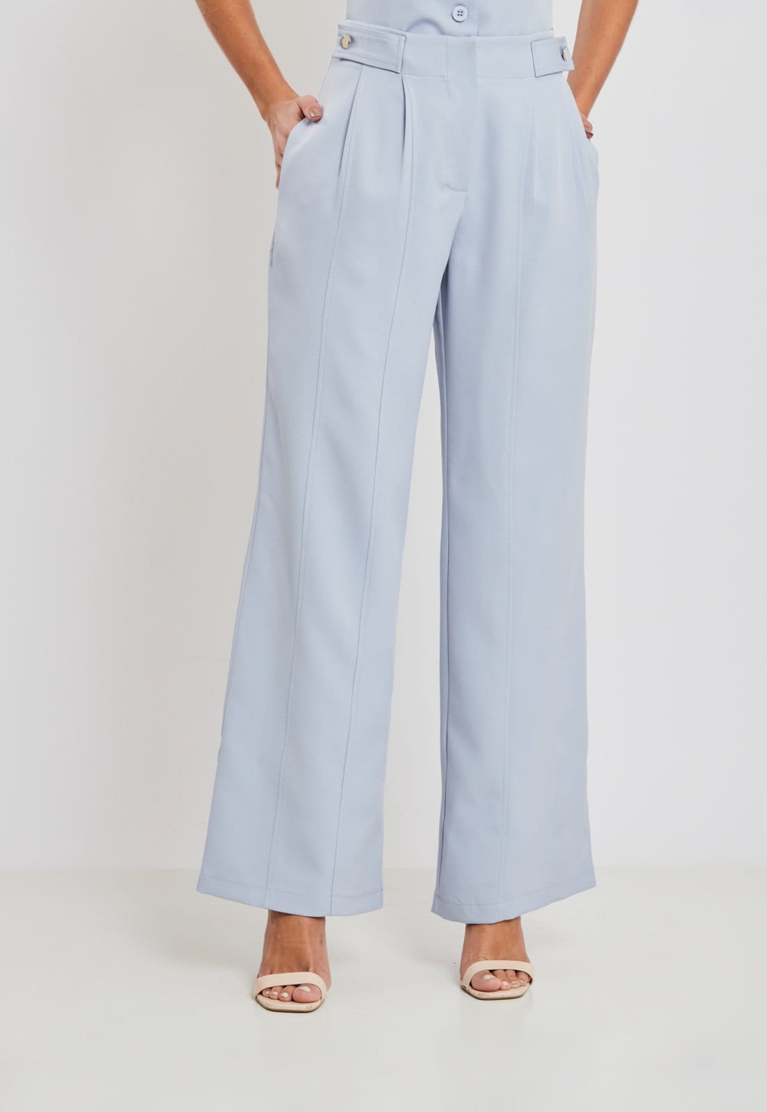 Vista principal Calca Claro Pregas Reta Alfaiataria Social Miss Joy 8324 MISS BY JOY azul