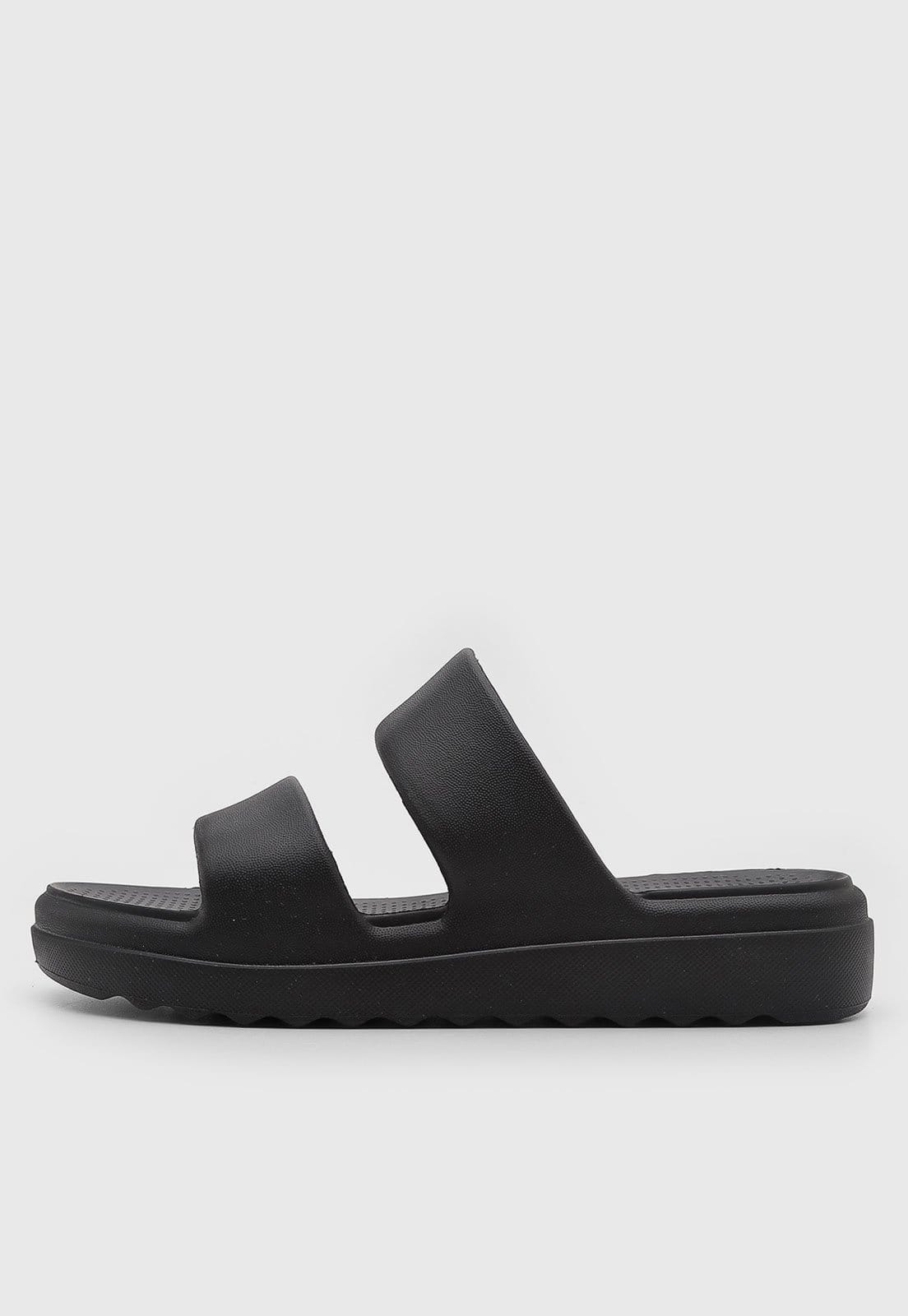 Rasteira Slide Feminina Usaflex Tiras Largas Preta