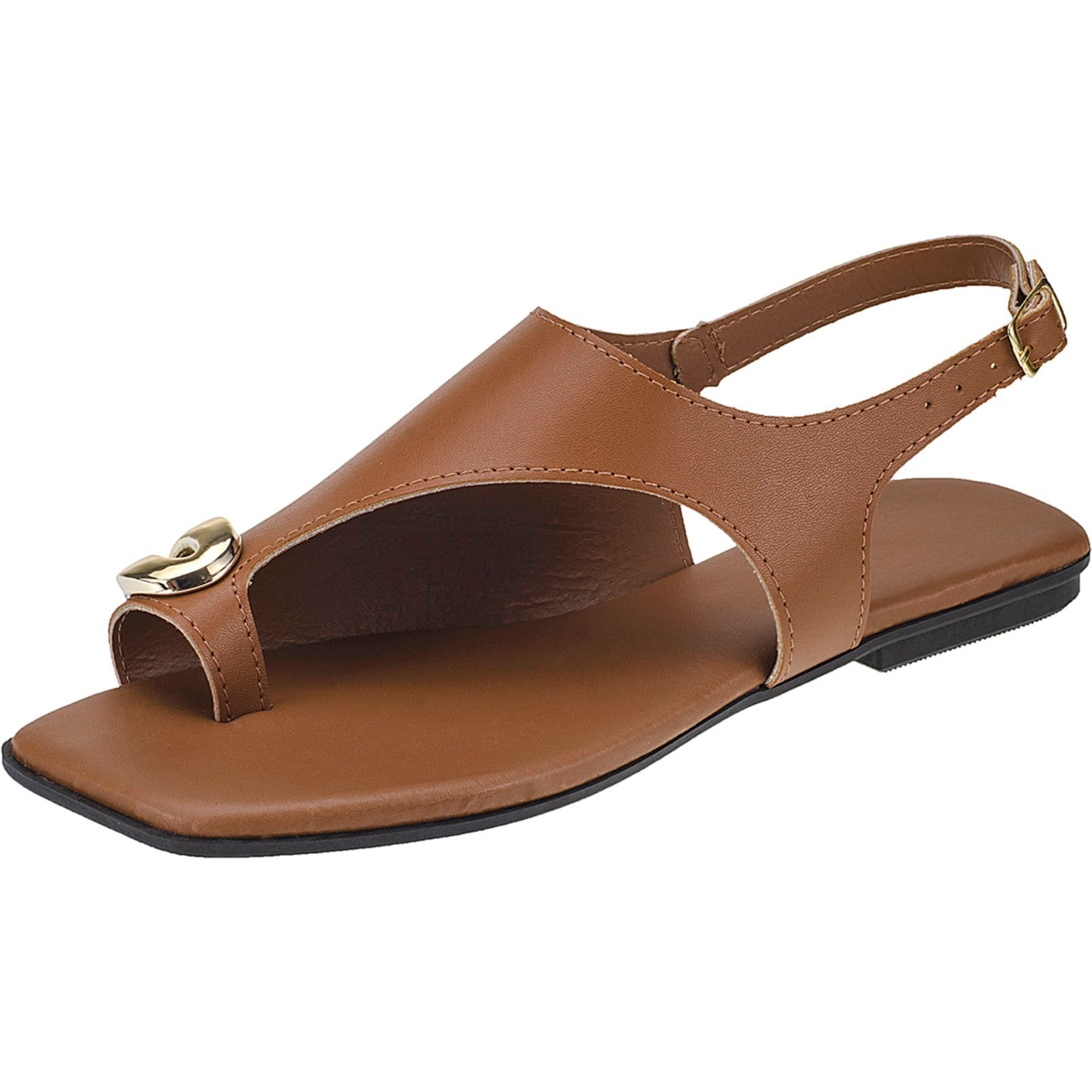 Sandália Feminina Rasteira com Detalhe Dourado Confortável e Elegante