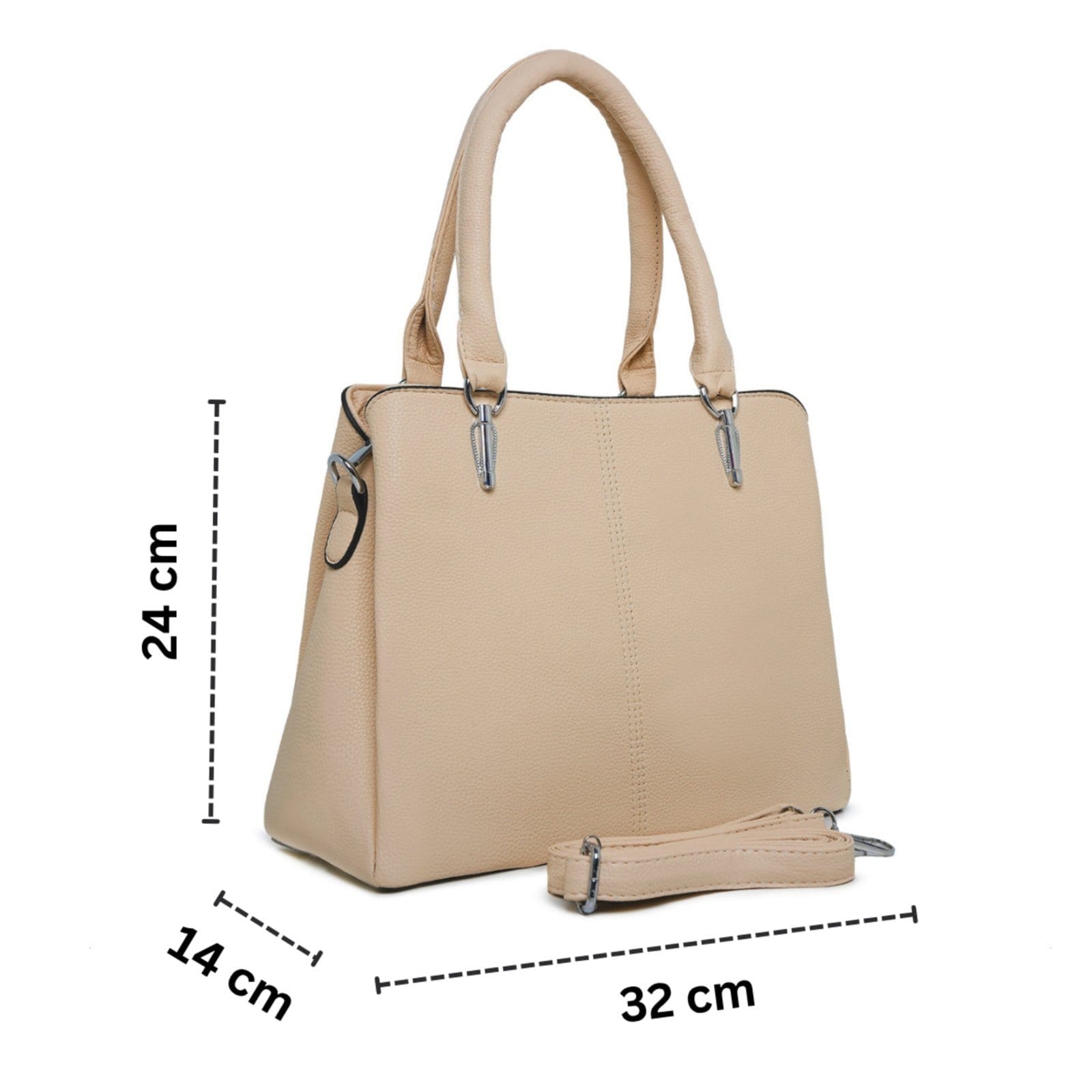 Vista 2 Bolsa Social Couro Feminina Moderna Alça De Ombro Luxuosa Pinneri bege