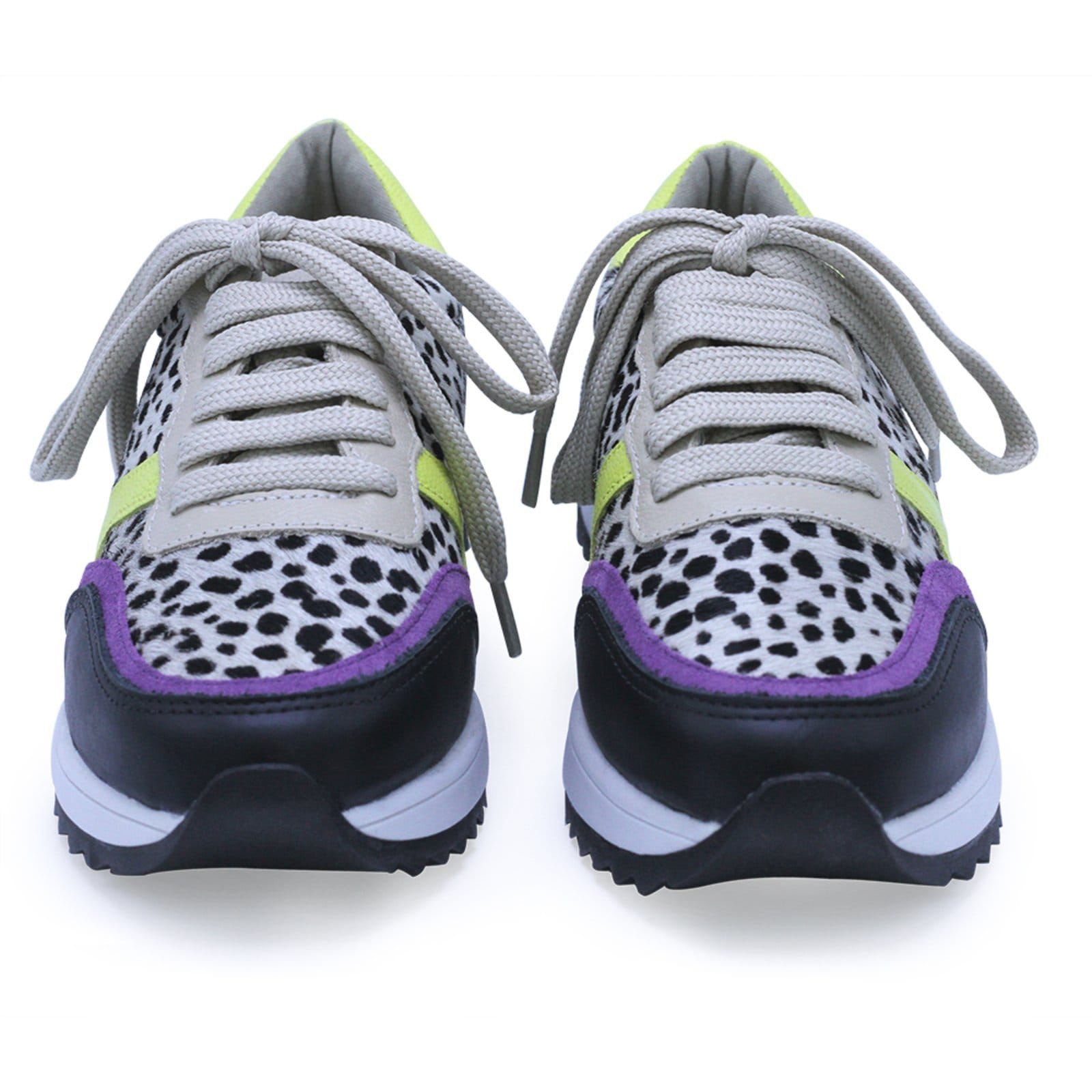 Vista 2 Tênis Floré 9318 - Preto Dalmata/Ice/Limão Multicolorido Floré violeta