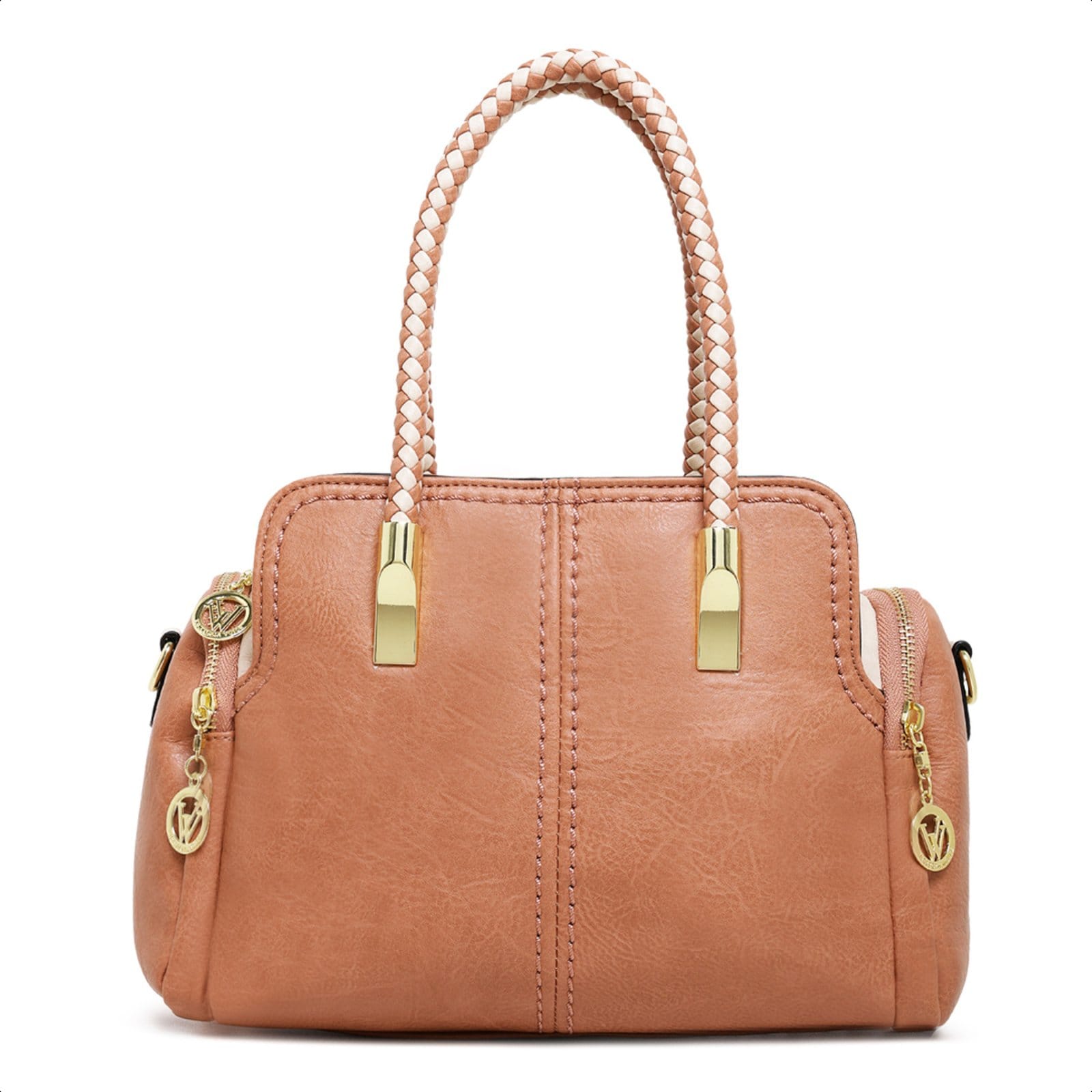 Bolsa Baú Média Luxuosa De Mão Feminina Transversal De Ombro - Rosê