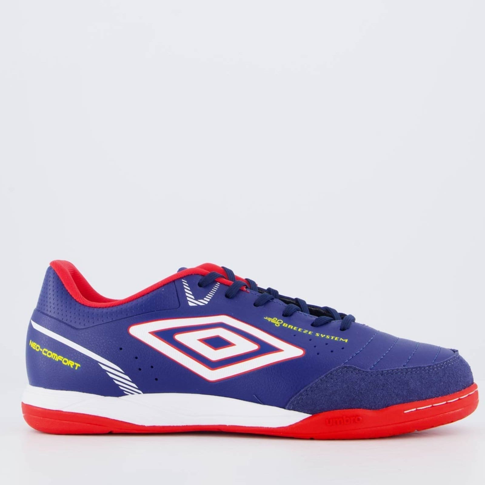 Vista principal Chuteira Umbro Neo-Comfort Futsal Marinho e Vermelho Umbro azul marinho