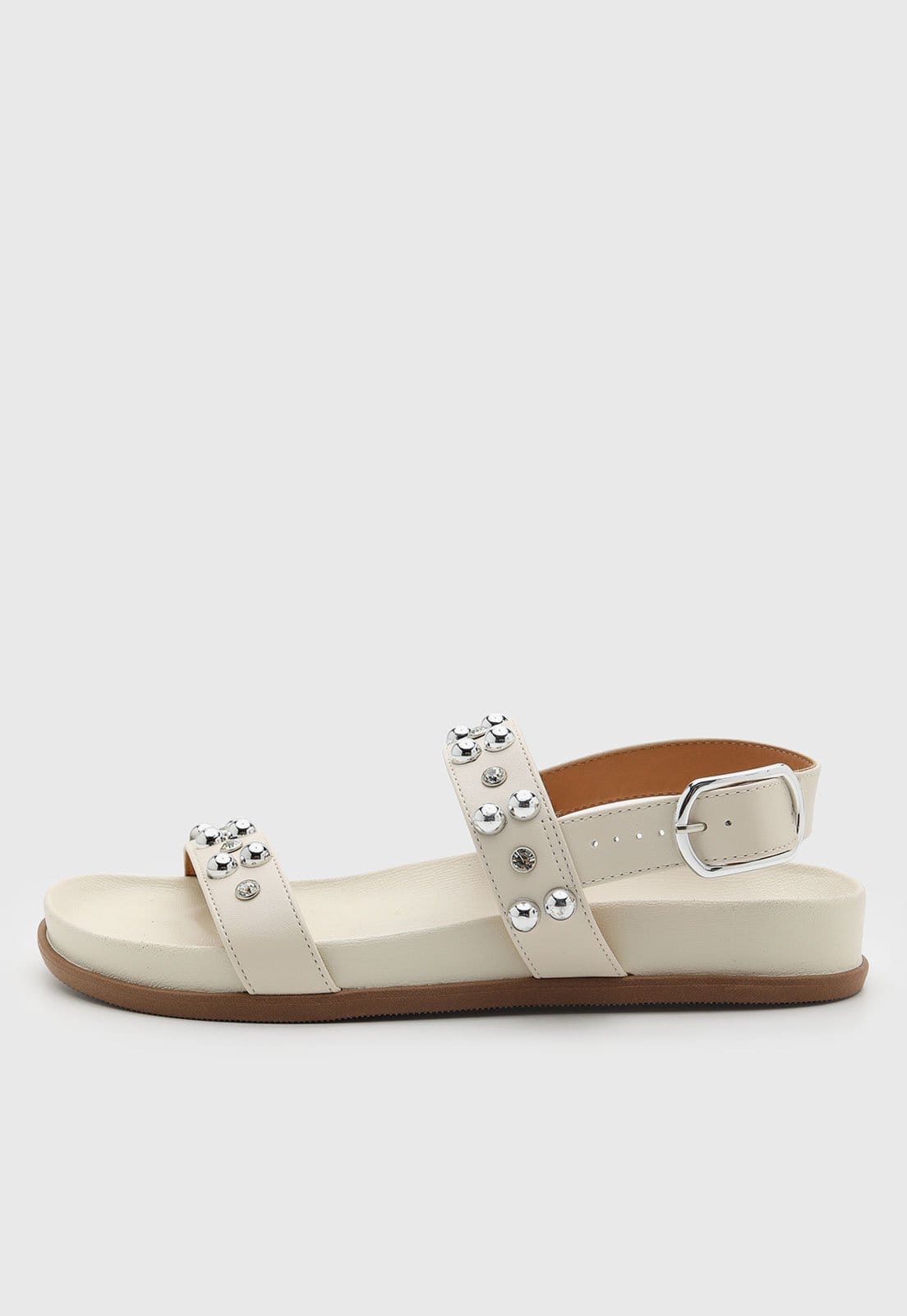 Rasteira Feminina Vizzano Aplicação Metalizada Off-White