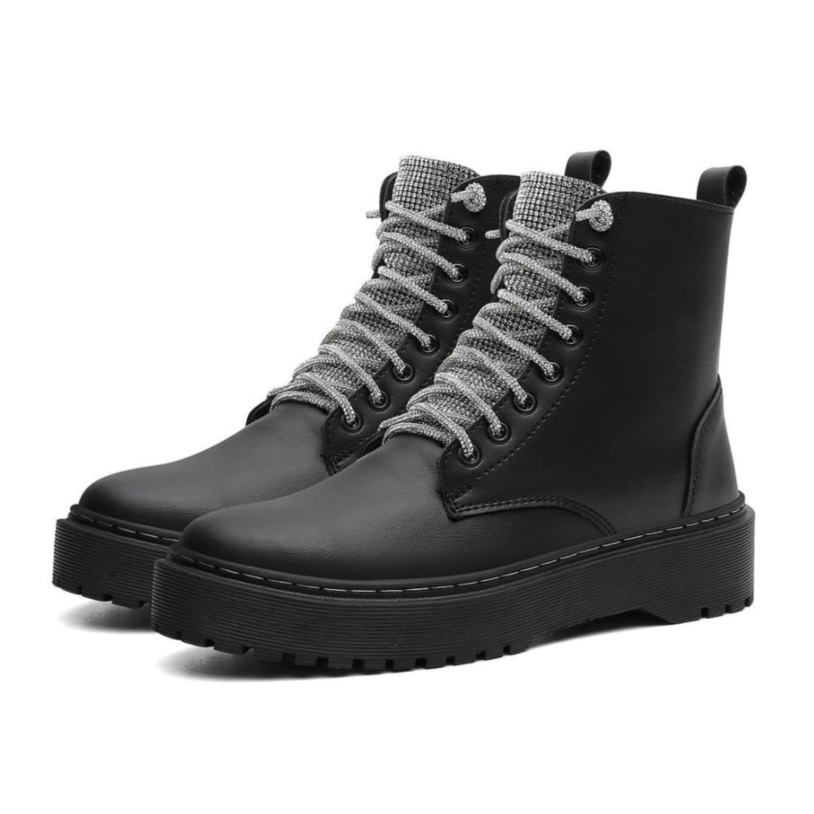 Vista principal Coturno Feminino Sola Reta Tratorado Com Strass Lançamento Santa Rosa preto