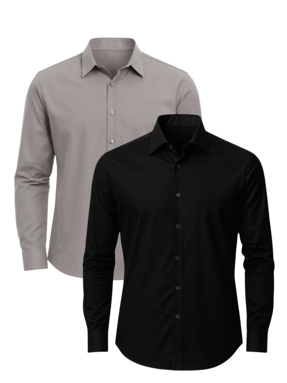 Kit 2 Camisas Social Masculina Manga Longa Crocker Preta e Cinza - 50077