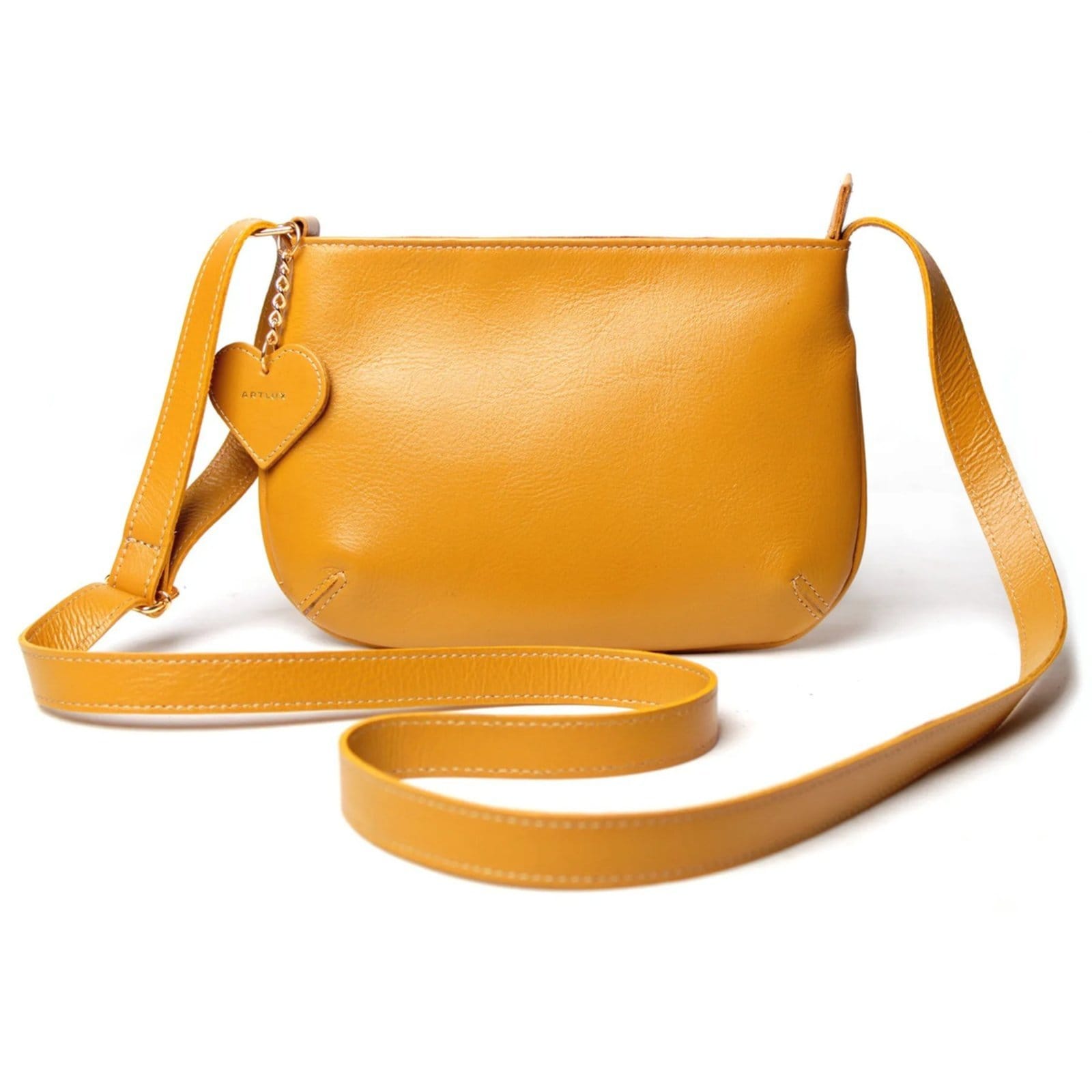 Vista 2 Bolsa Transversal em Couro Artlux Mostarda 9063 Artlux amarelo