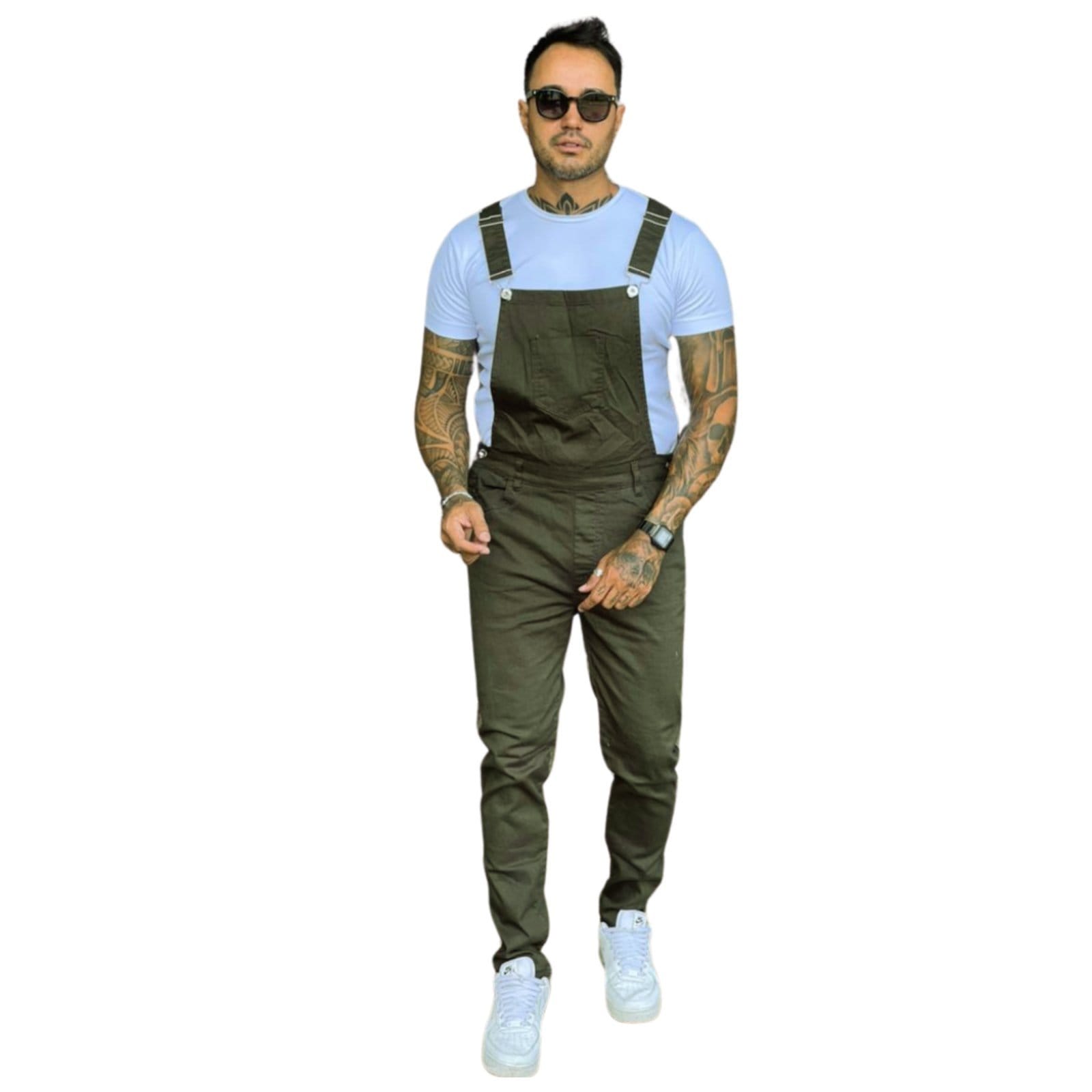 Vista 2 Macacão Escuro Sarja Masculino Alleppo Jeans verde