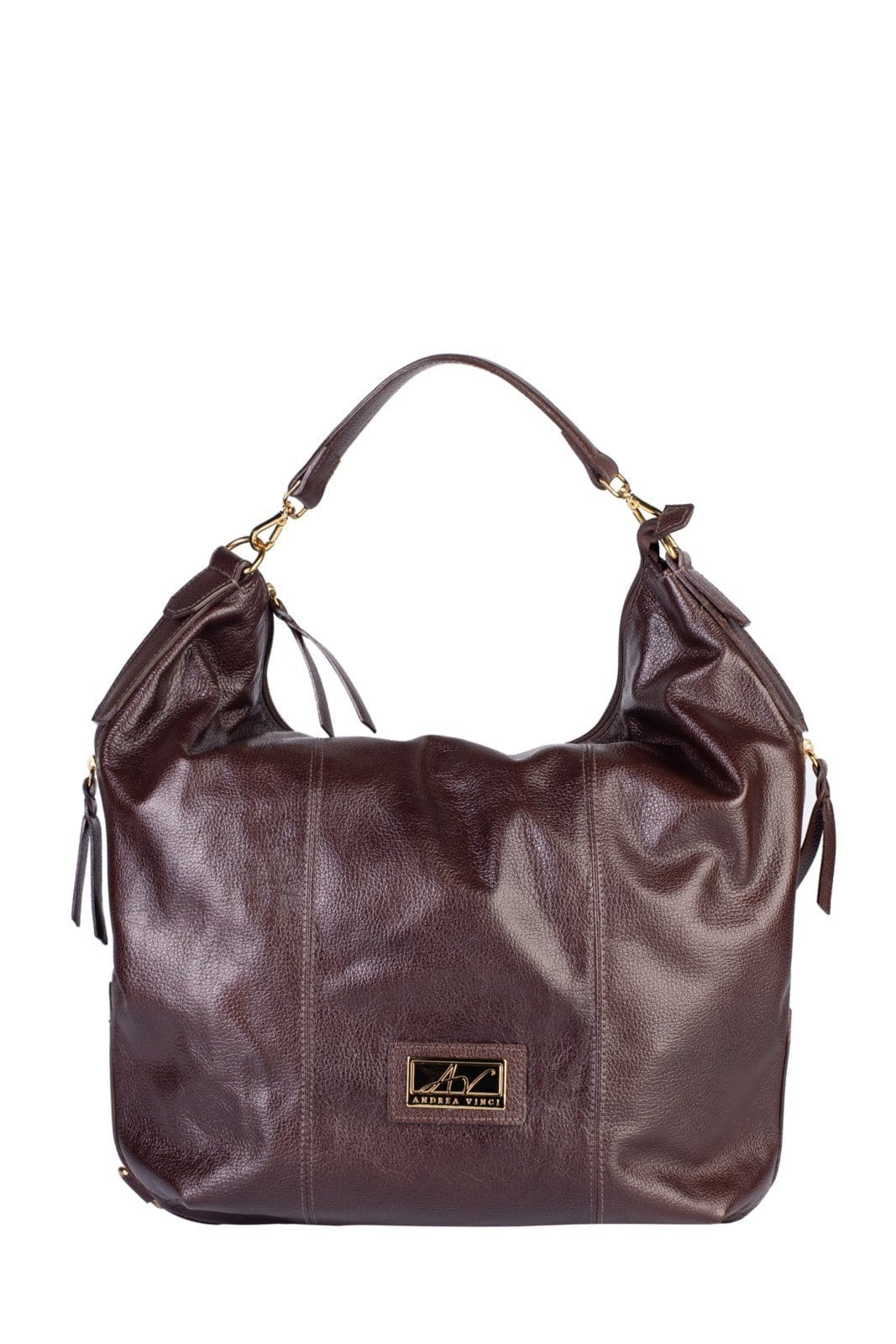 Bolsa saco mochila em couro liso Charlote - Café