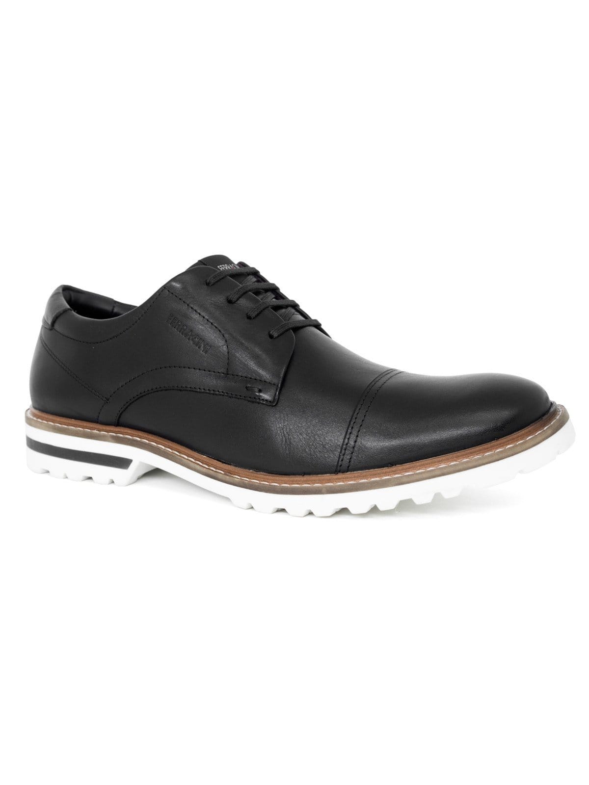 Vista 2 Sapato Masculino Ferracini 24h Cincy Derby Couro Tratorado com Cadarço Conforto FERRACINI preto