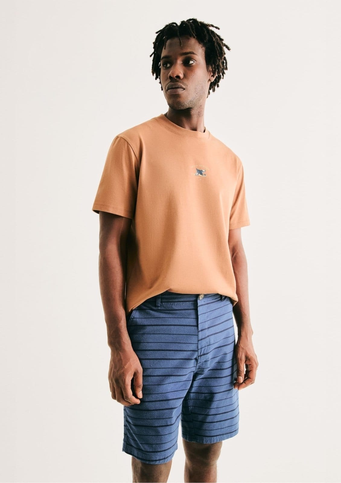 Vista 2 Bermuda Masculina Fio Tinto Listrada Hering bege