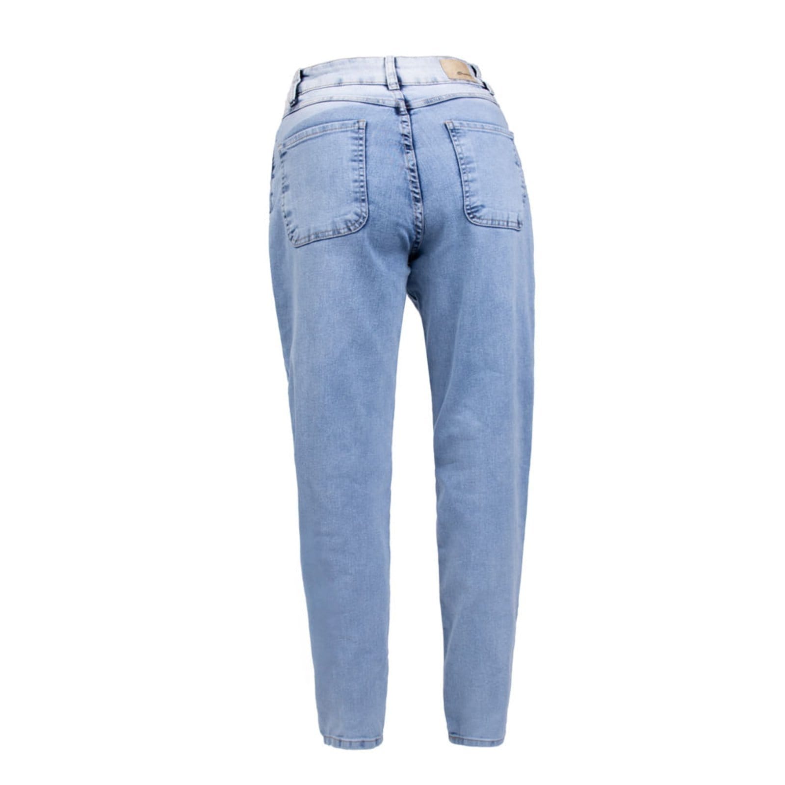 Vista 2 Calça Jeans Feminina Sawary Mom Estonado Claro Sawary azul