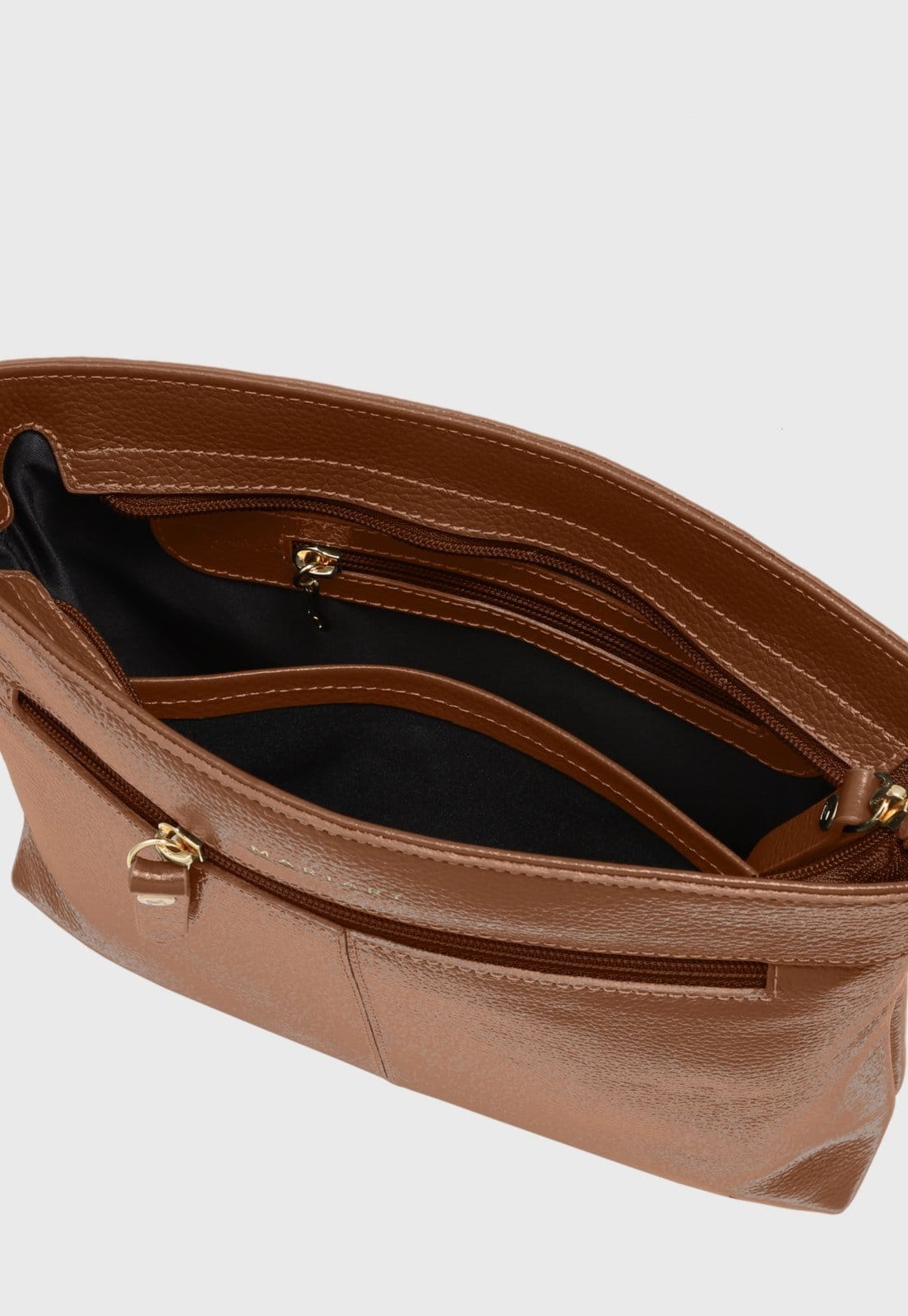 Vista 2 Bolsa Transversal Couro Mariart Cipó Camel Mariart caramelo