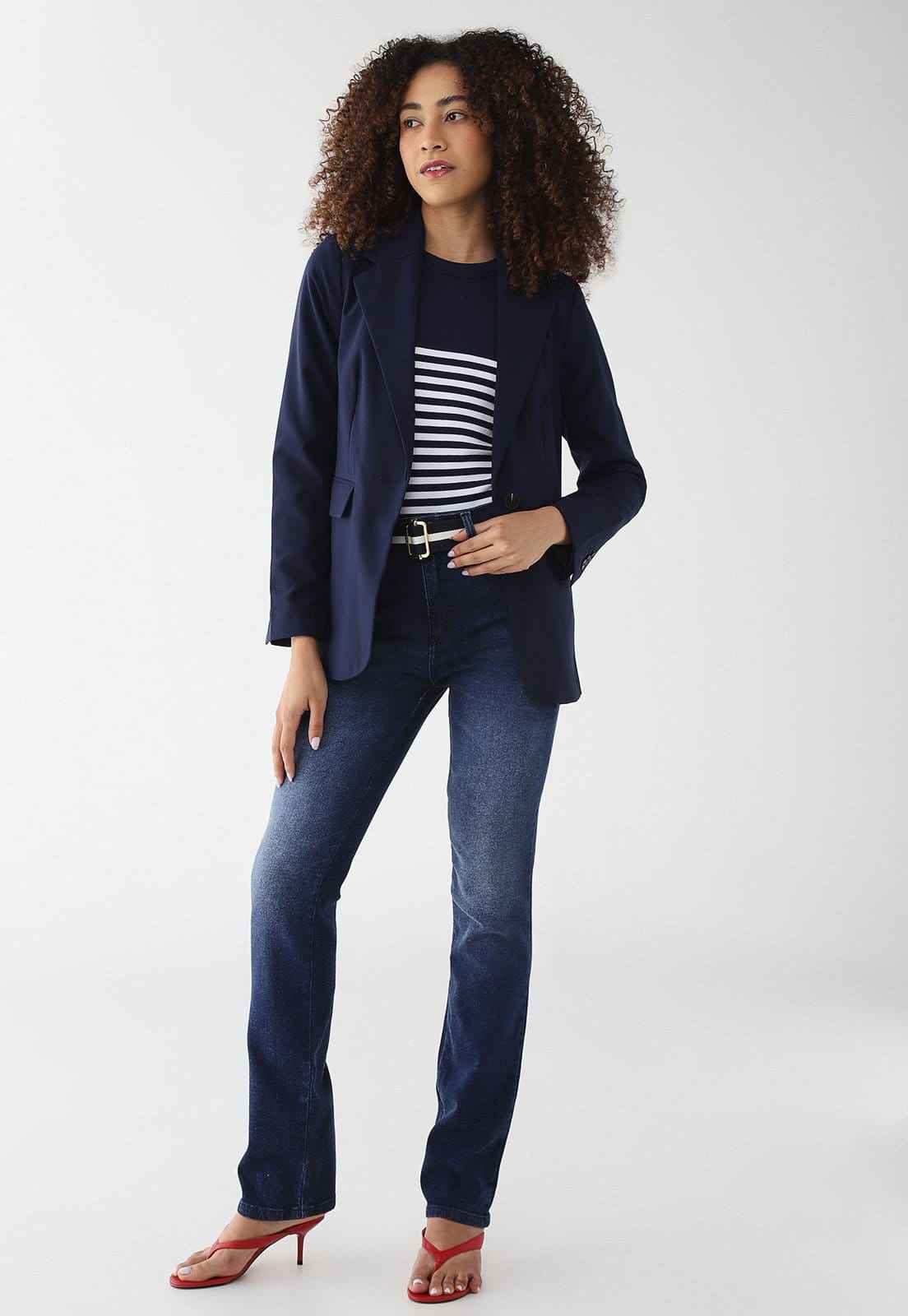 Vista 2 Calça Jeans Feminina Forum Reta Escura Forum azul