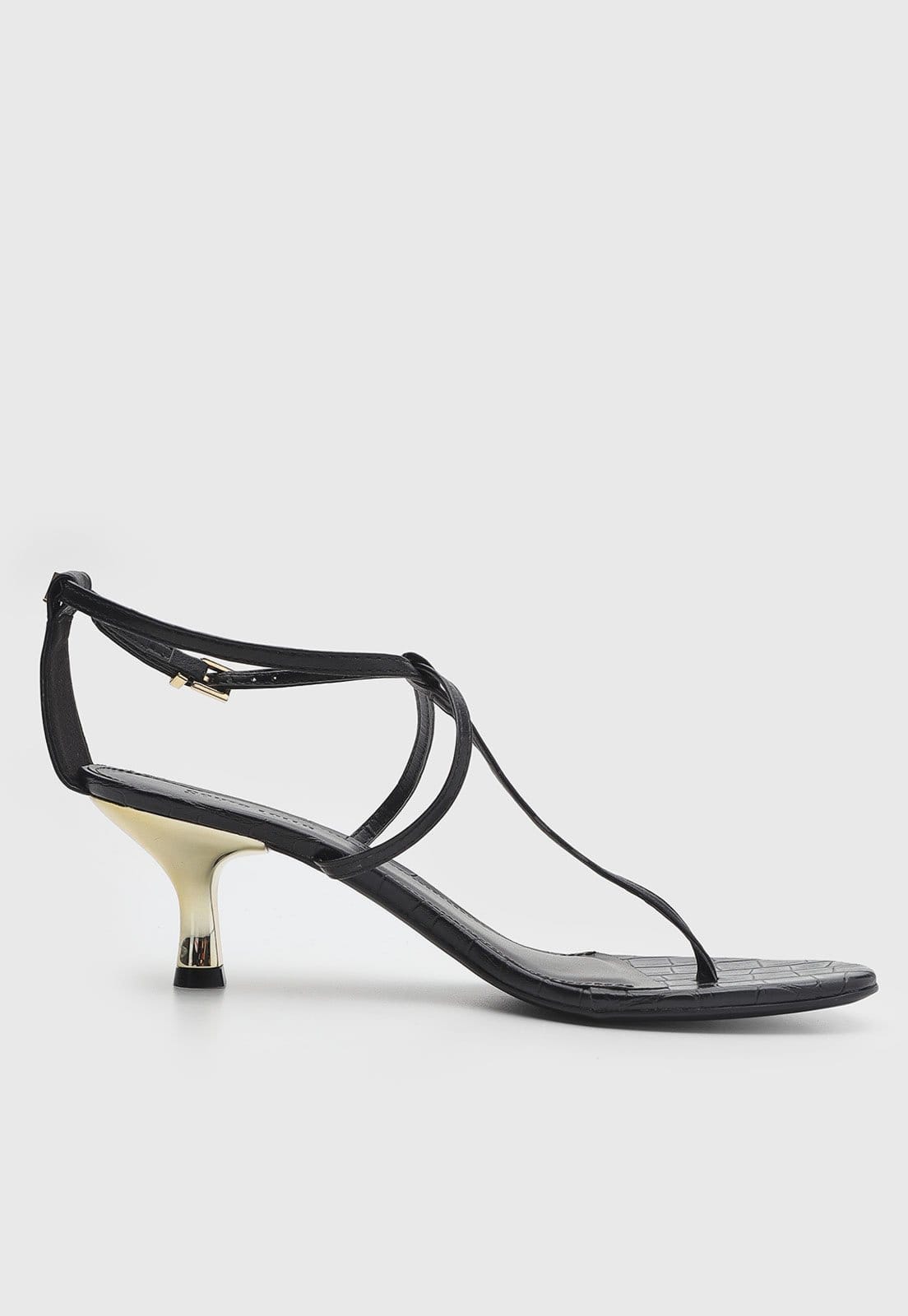 Vista 2 Sandália Feminina Santa Lolla Salto Taça Metalizado Preta Santa Lolla preto