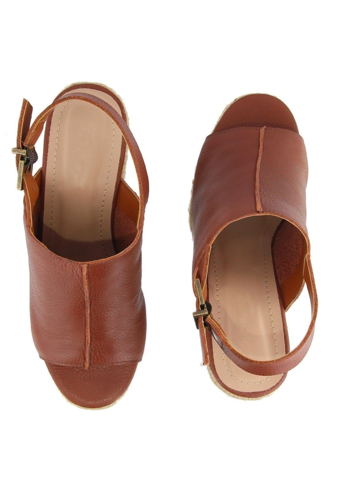 Vista 2 Sandália Em Couro Anabela Maria Paula Fechada Largas Cordas Cacau MARIA PAULA marrom