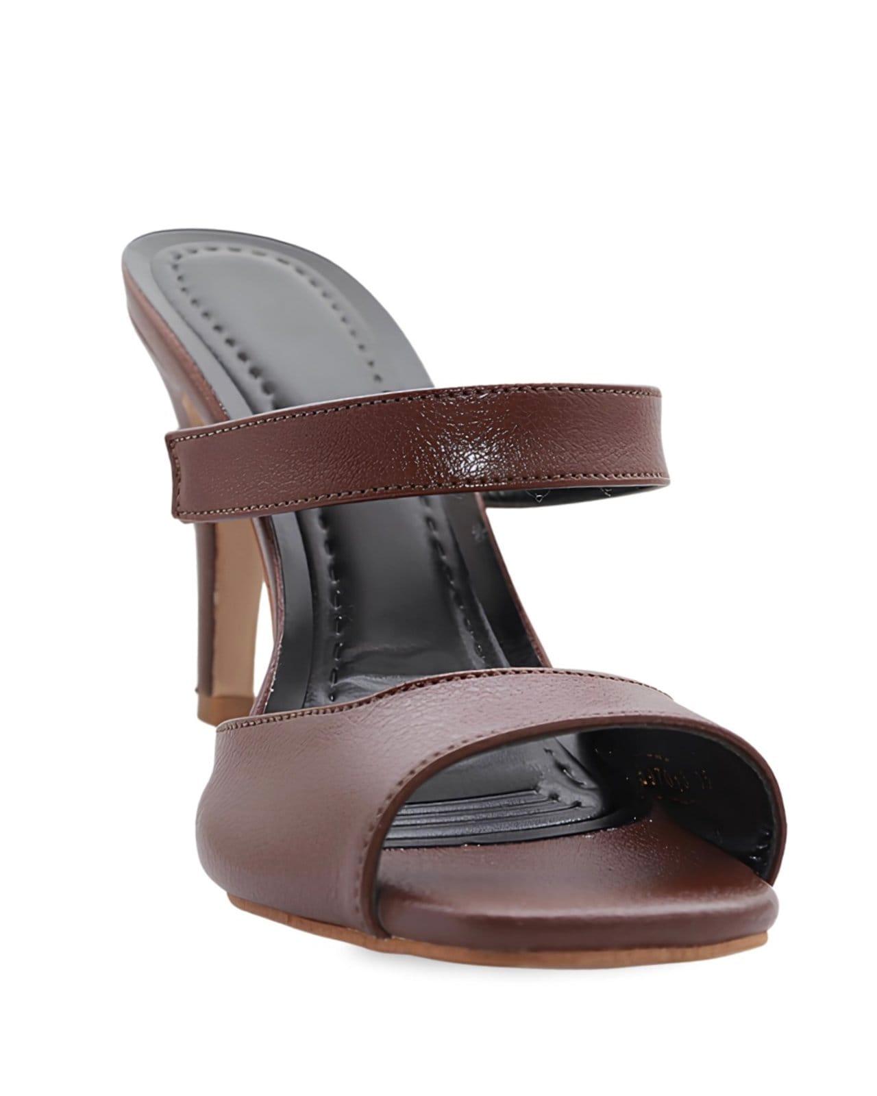 Vista 2 Sandalia Social Feminina Salto Alto Fino Floter Cacau 197013 Flor da Pele marrom