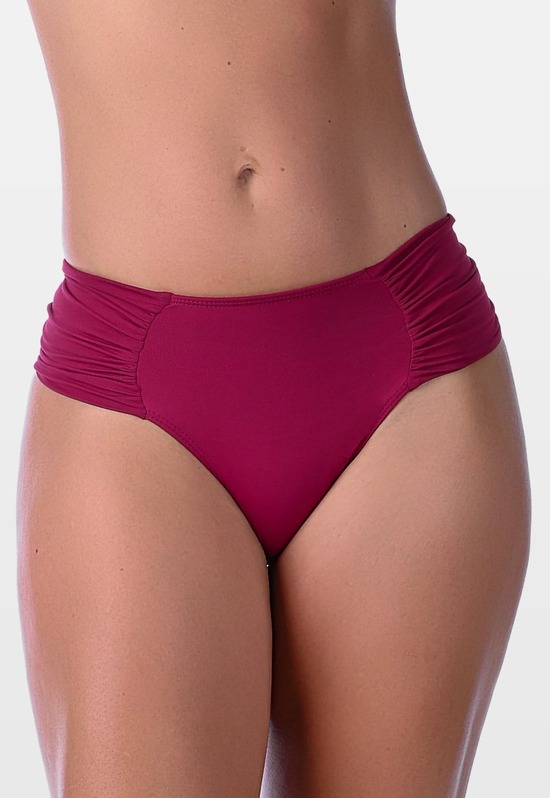 Calcinha de Biquíni Summer Soul Cintura Baixa Lateral Dupla Franzida Vermelha