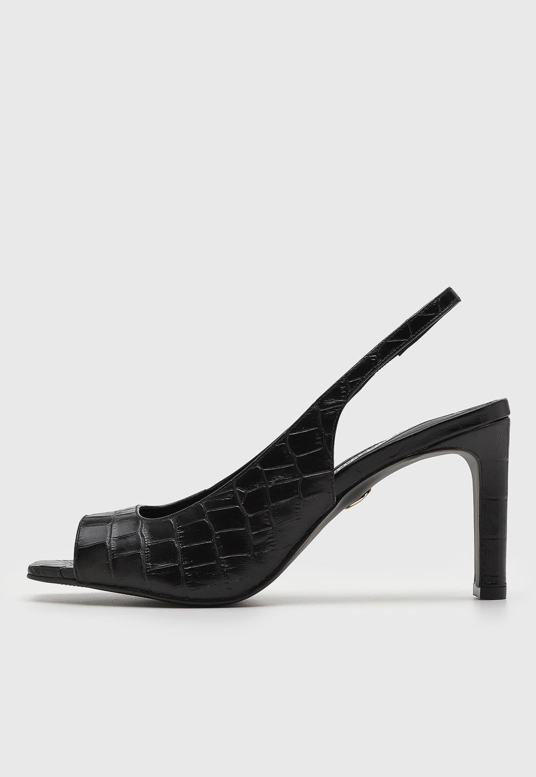 Vista principal Sandália Feminina Jorge Bischoff Efeito Croco Preta Jorge Bischoff preto