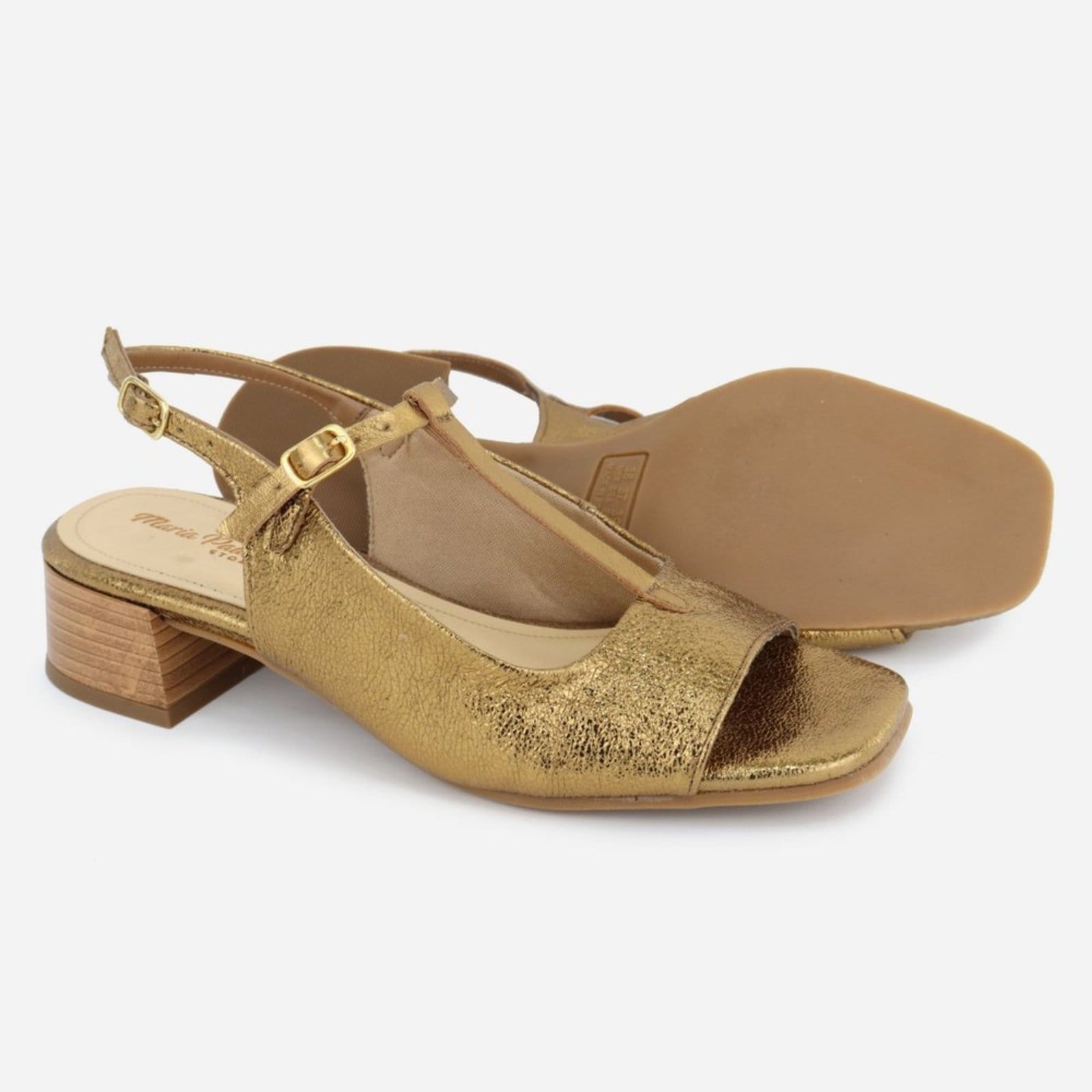 Vista 2 Sandália Feminina Salto Baixo Couro Maria Paula Calce Fácil MARIA PAULA bronze
