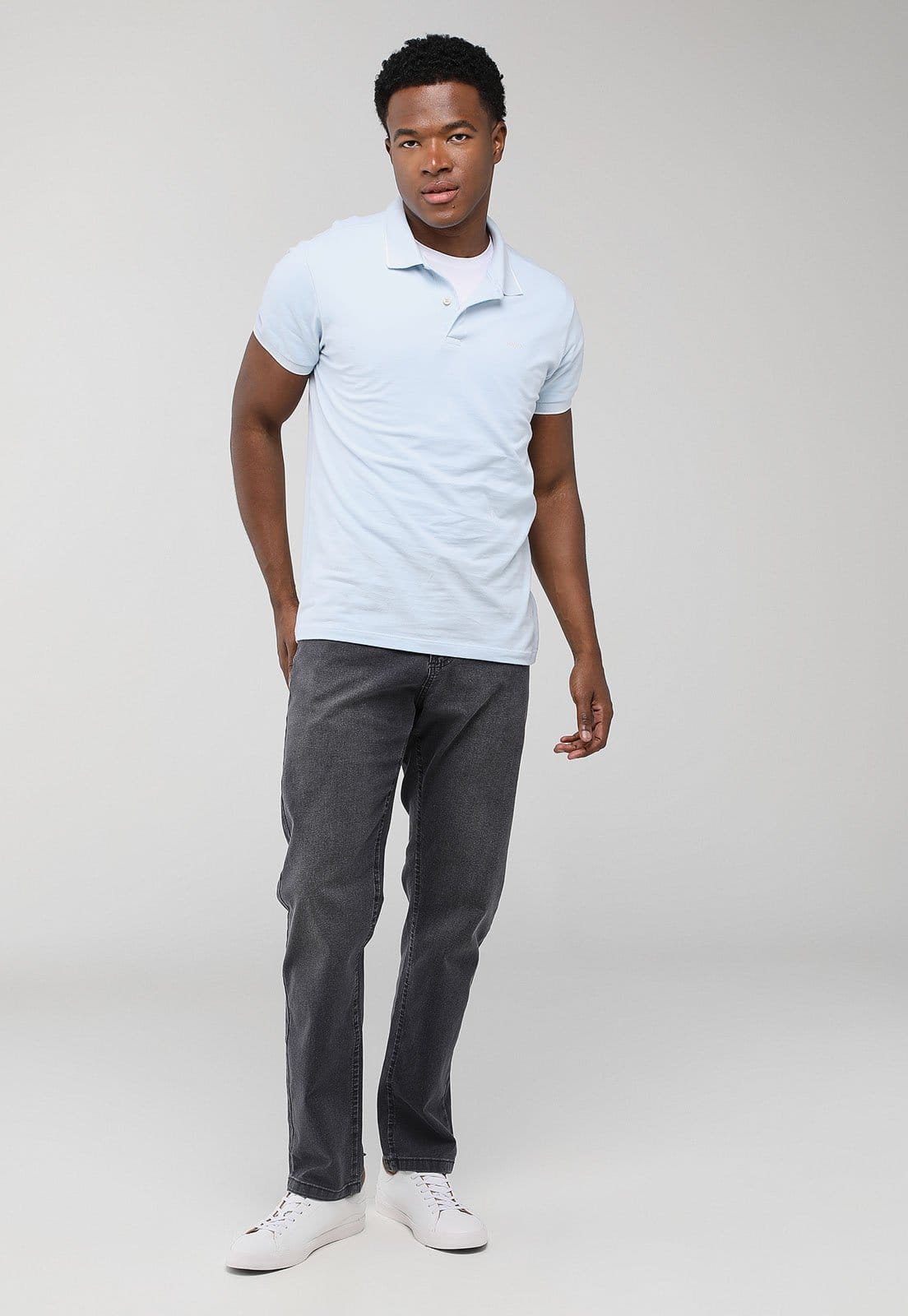 Vista 2 Polo Masculina Colcci Clássica Claro Colcci azul