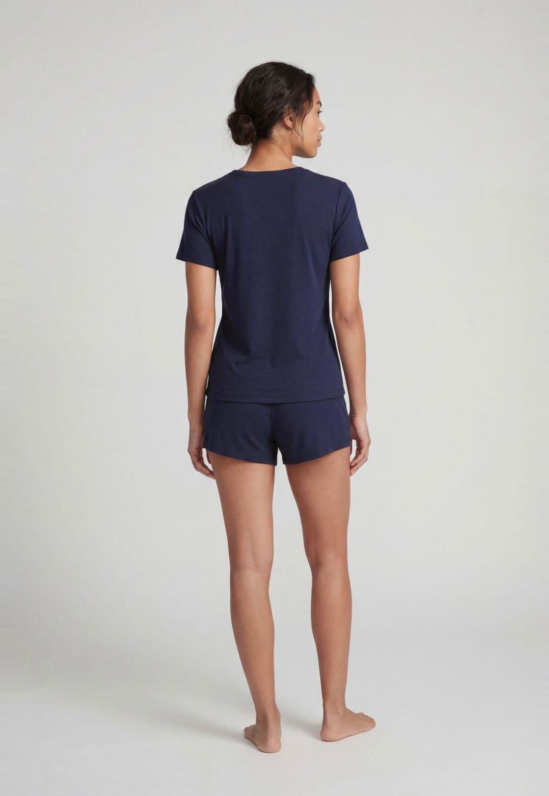 Vista 2 Conjunto Pijama Feminino Hering Top e Short Hering azul