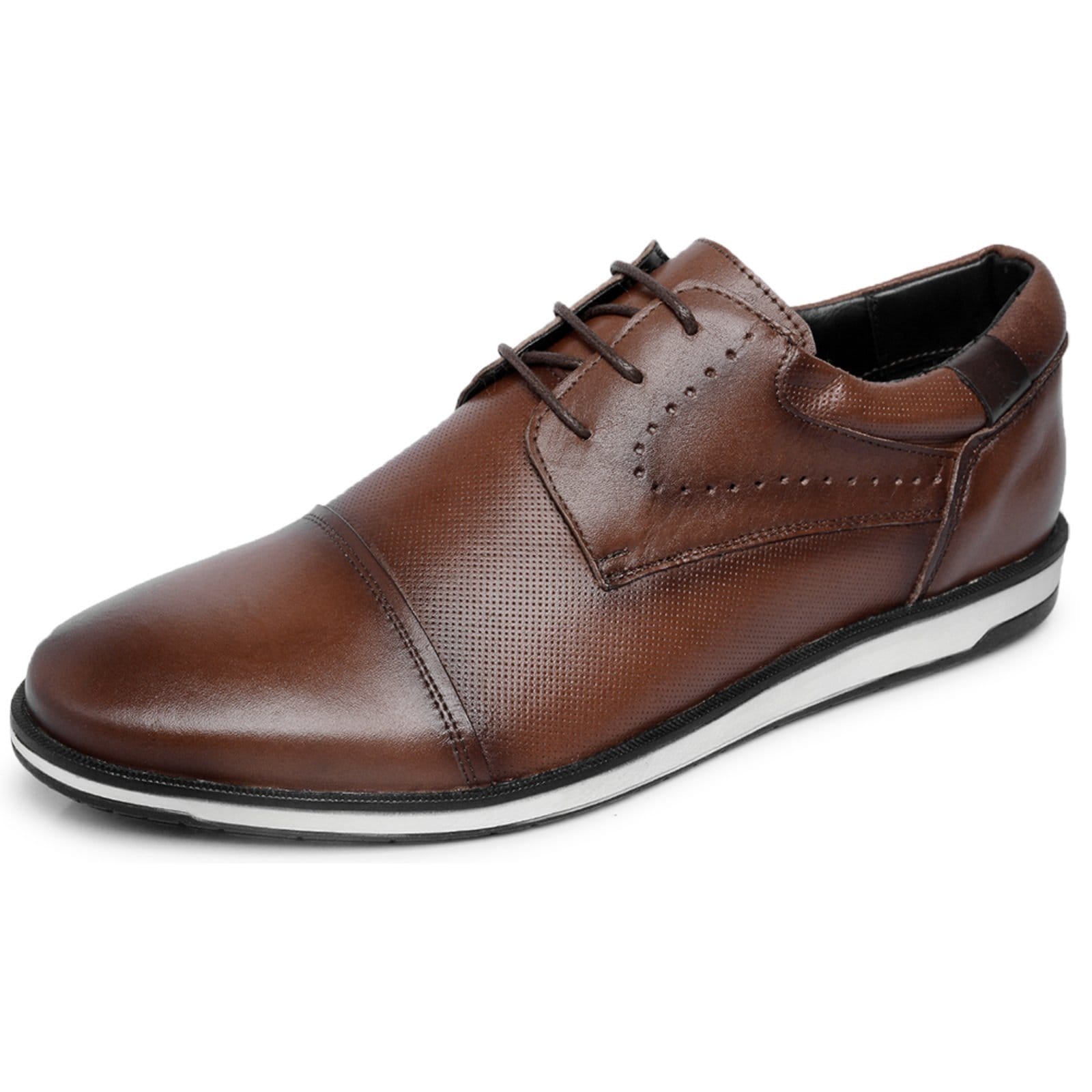 Vista principal Sapato Social Bico Redondo Masculino Brogue Em Couro Café 16005 Ferrile marrom