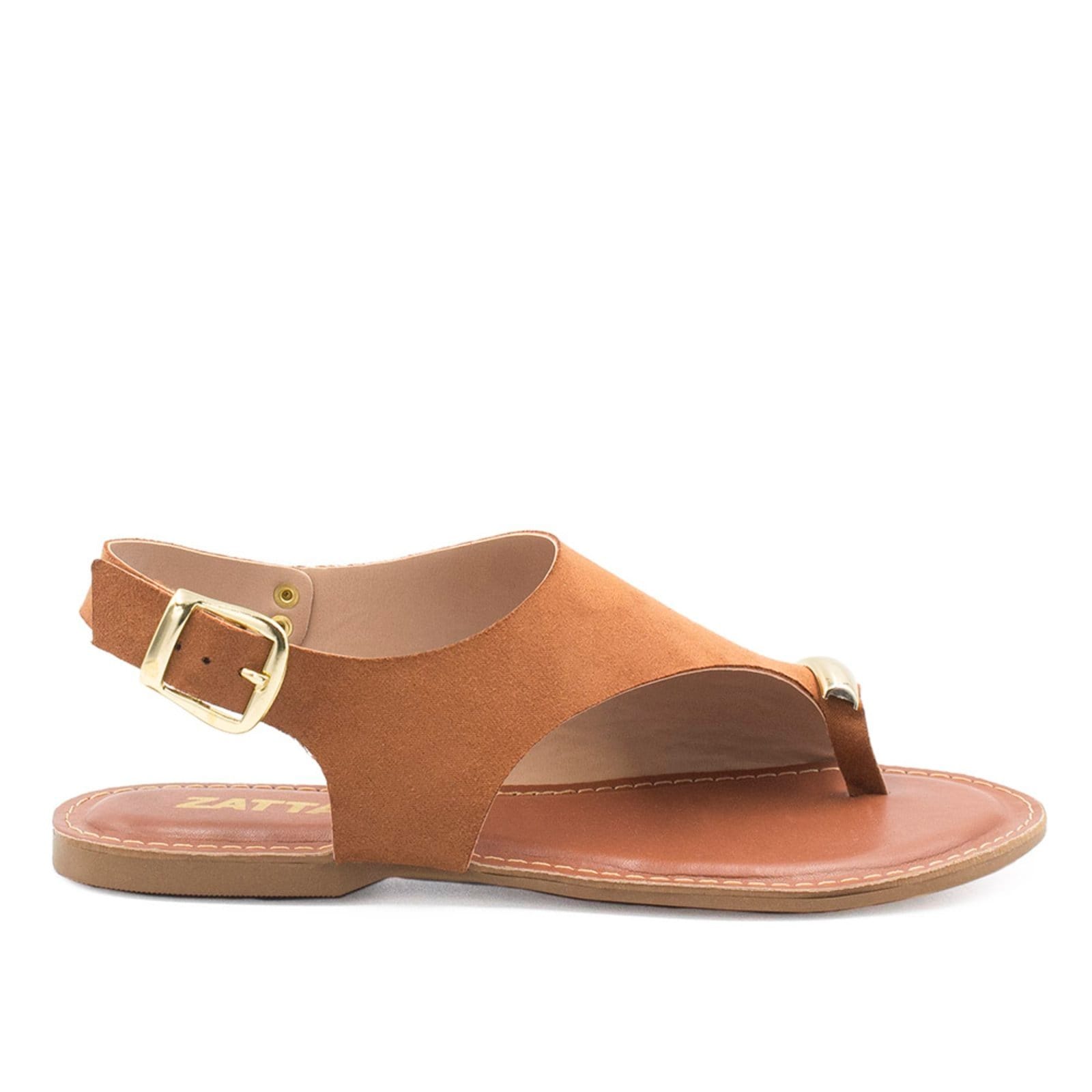 Sandália Rasteira Zatta Detalhe Dedo Bárbara Caramelo