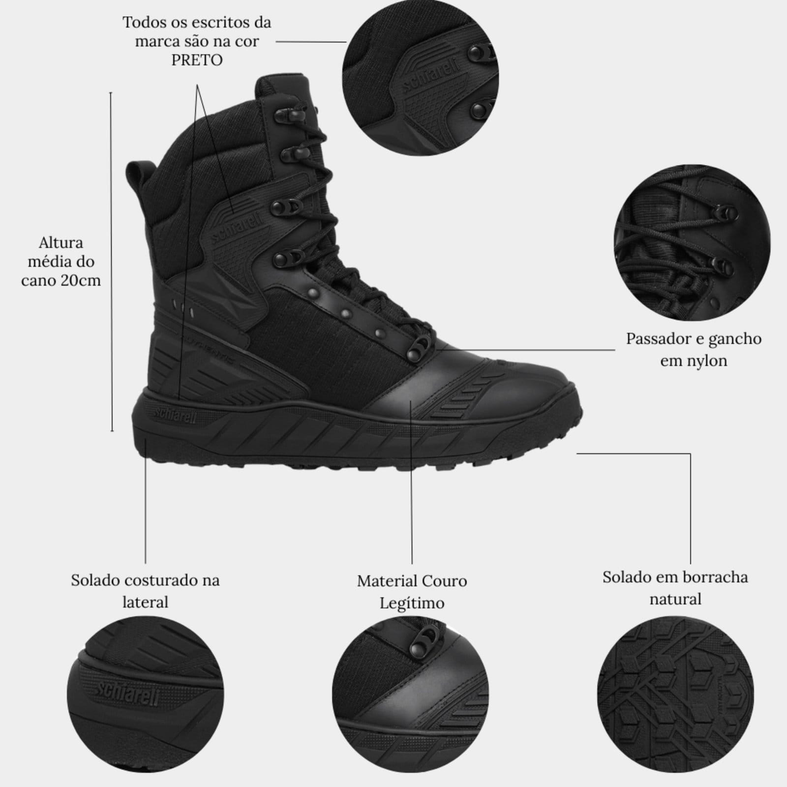 Vista 2 Bota Masculina Adventure Militar Casual Schiareli 974 Schiareli preto