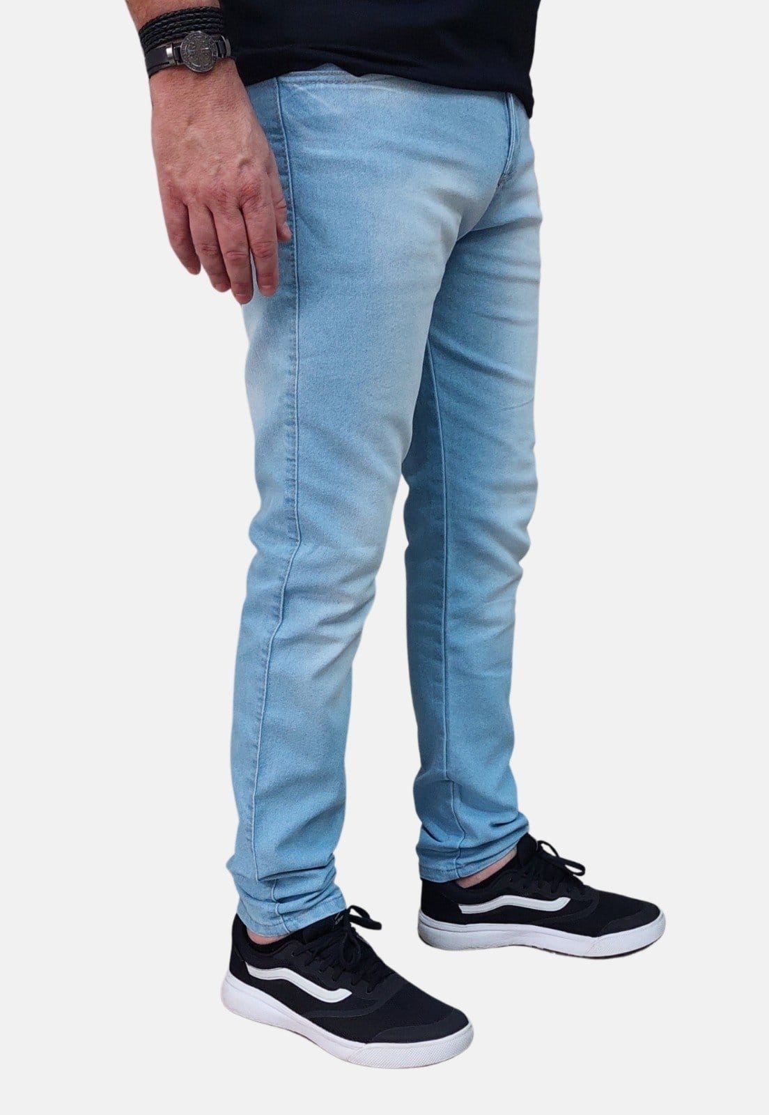 Vista 2 Calça Jeans Delavê Slim Elastano Boen Jeans Claro BOEN JEANS azul