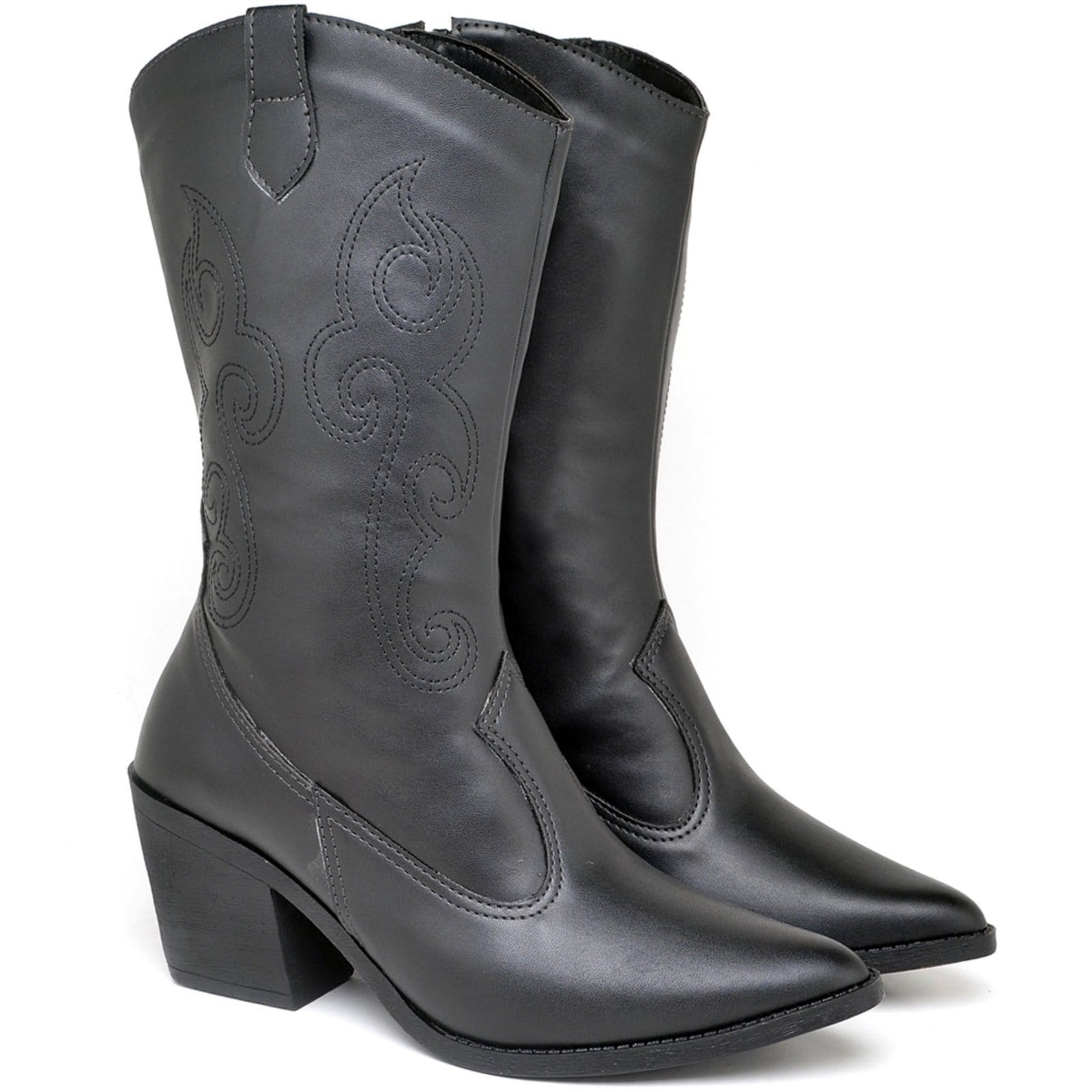 Vista principal Bota Feminina Texana Western Country Cano Médio Napa ZAFREM preto