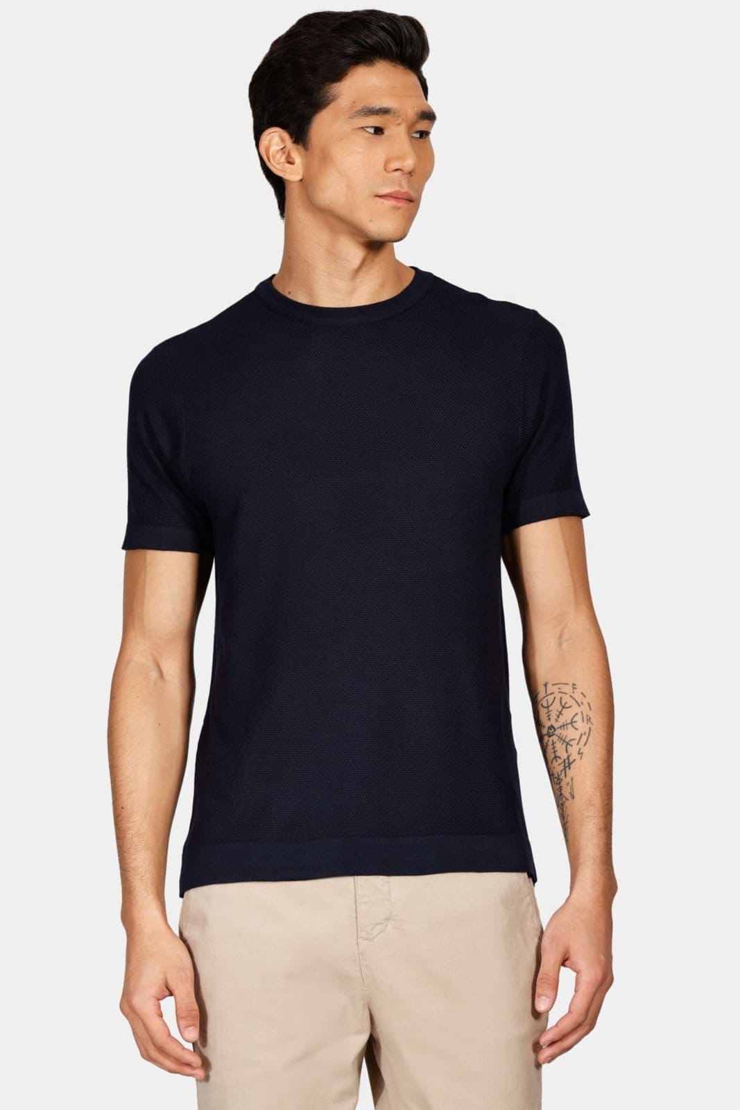 Vista principal Tricot Aramis Manga Curta Ponto Pipoca Marinho Aramis incolor